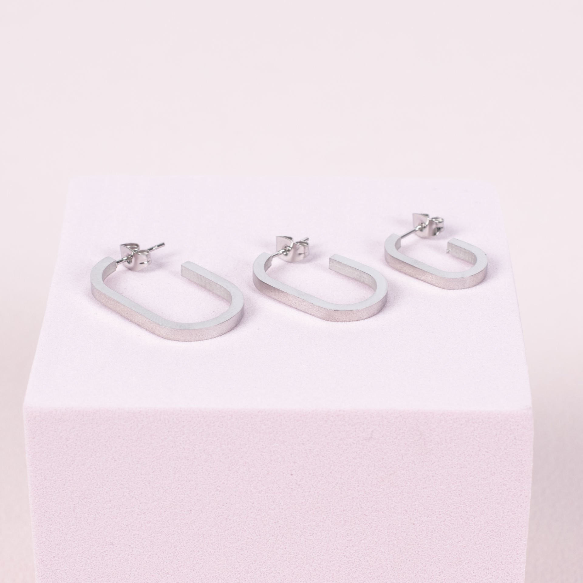 Nur Silver Üçlü Set Çelik Halka Küpe NUR-CP00253