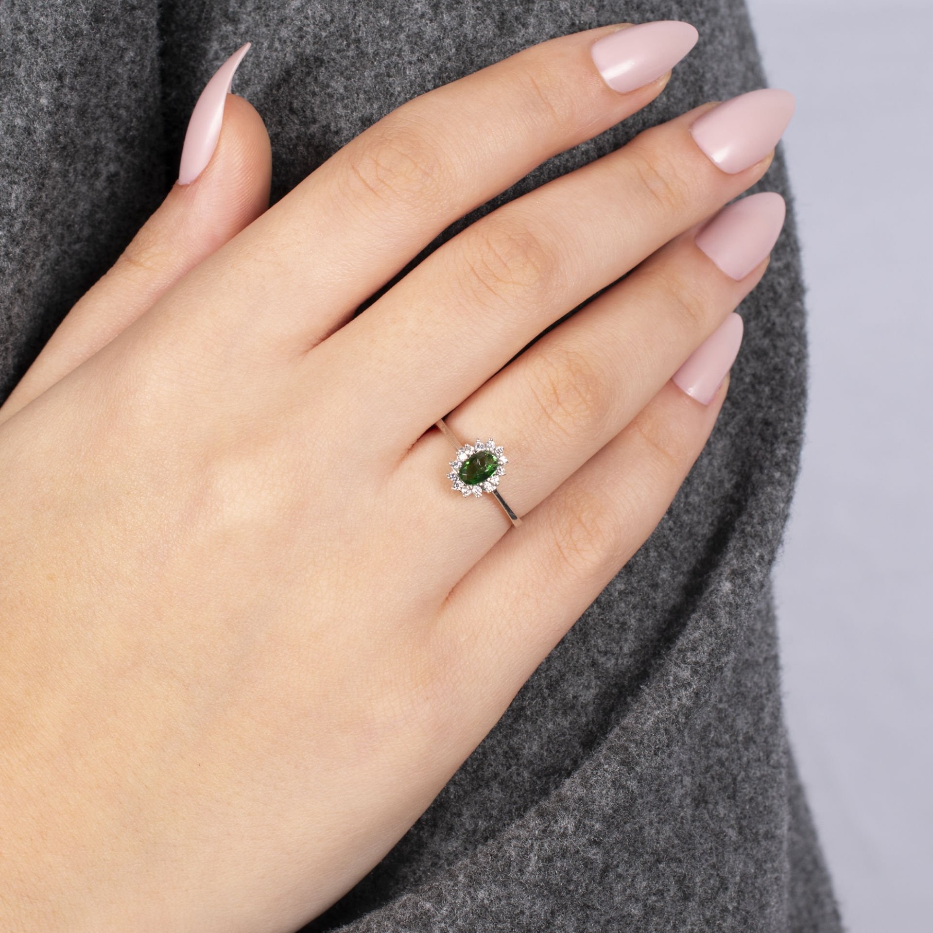 Nur Silver Yeşil Taşlı Gümüş Yüzük NUR-YK00327
