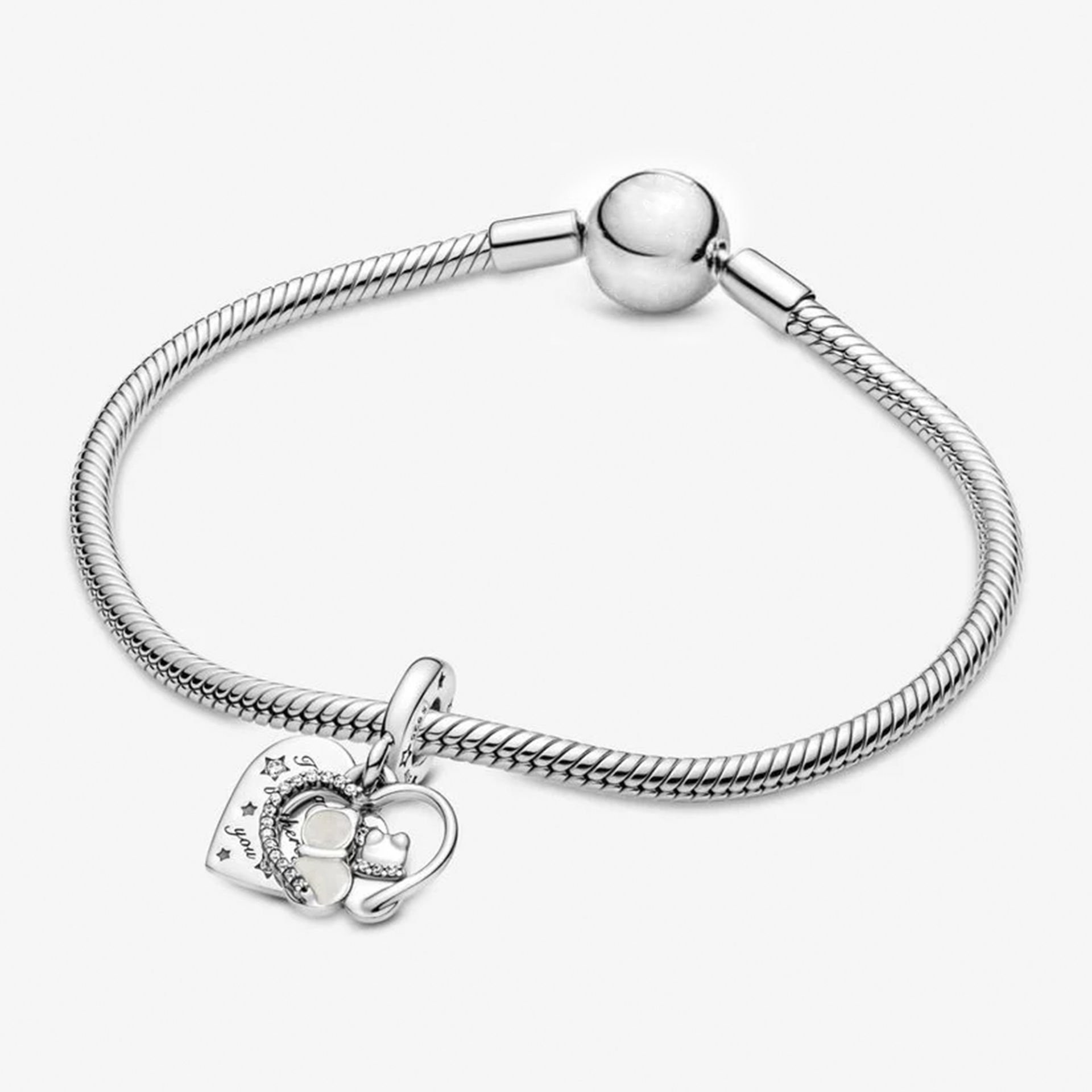 Nur Silver Kediler ve Kalpler Gümüş Sallantılı Charm NUR-CH00009