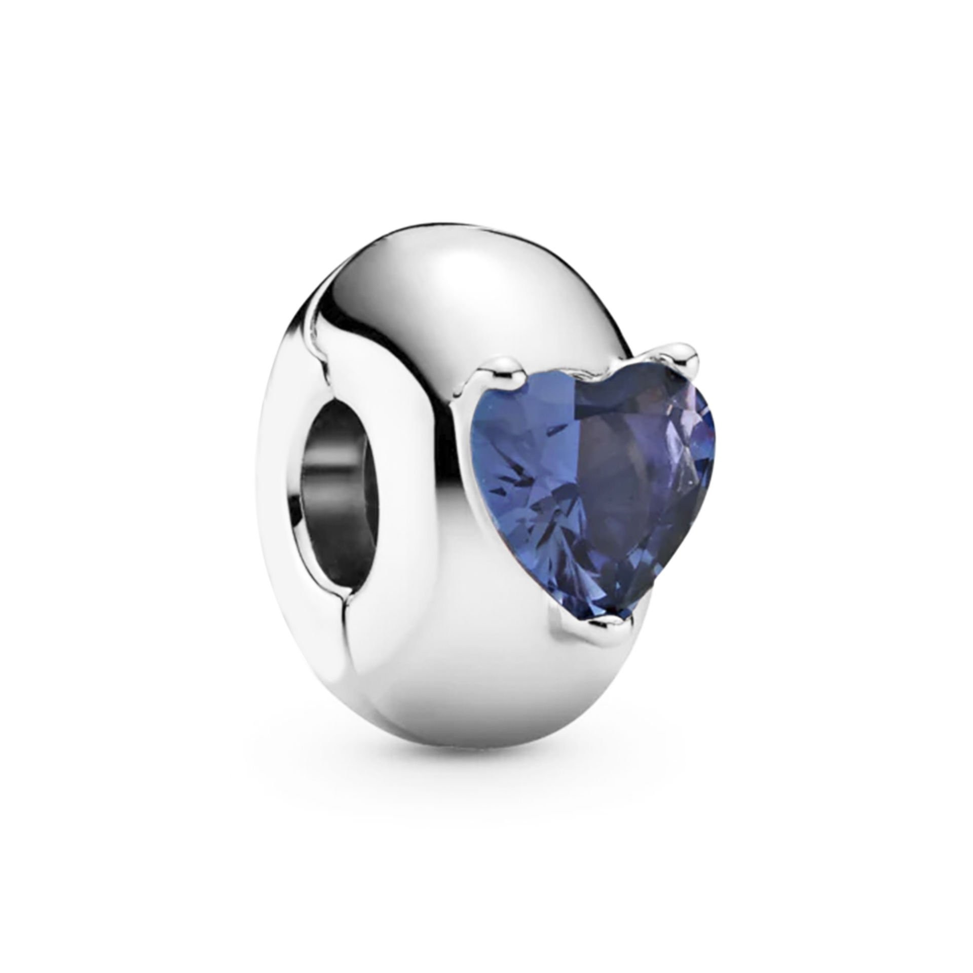 Nur Silver Mavi Kalp Detay Durdurucu Gümüş Charm NUR-BL10008