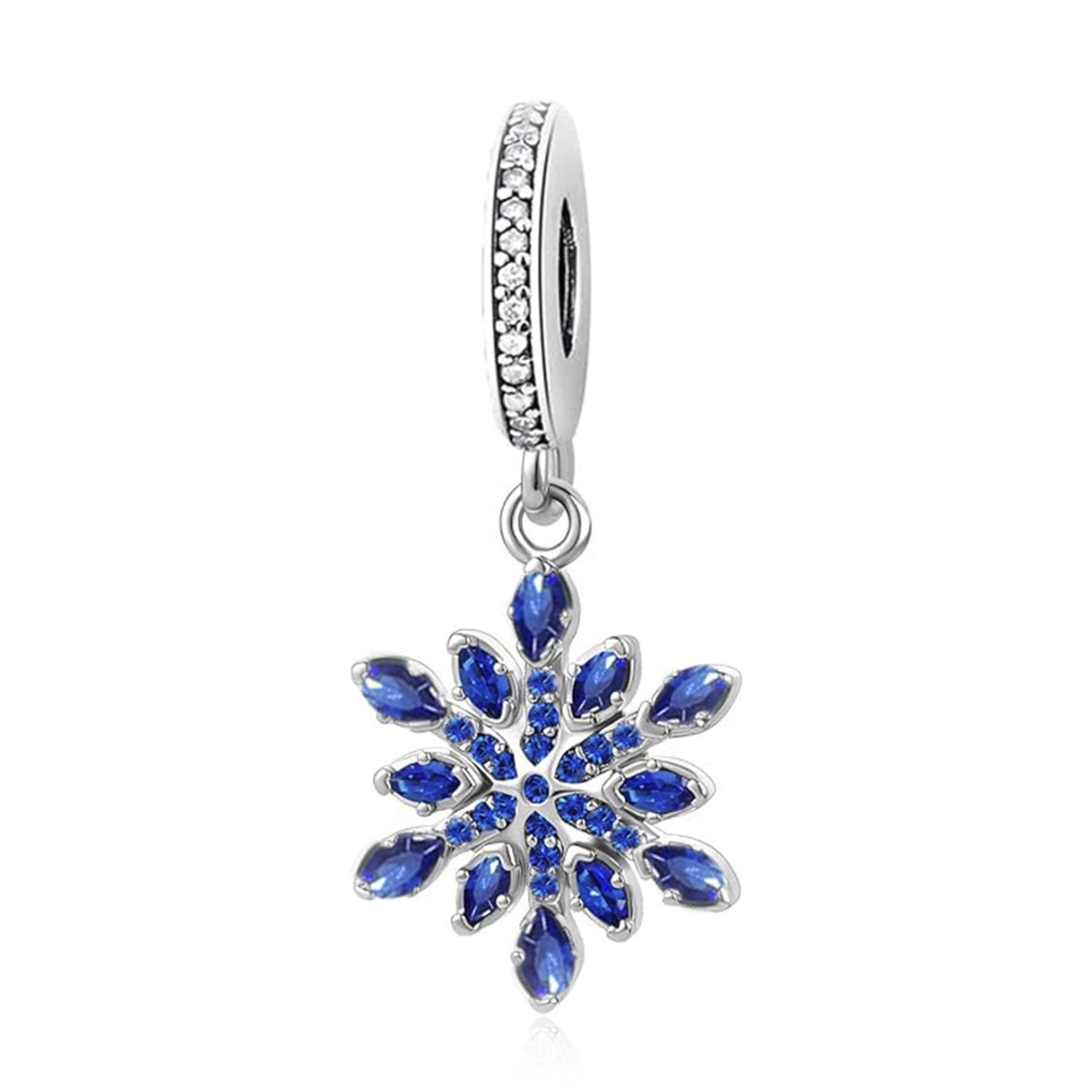 Nur Silver Lacivert Taşlı Kar Tanesi Gümüş Charm NUR-BL00337