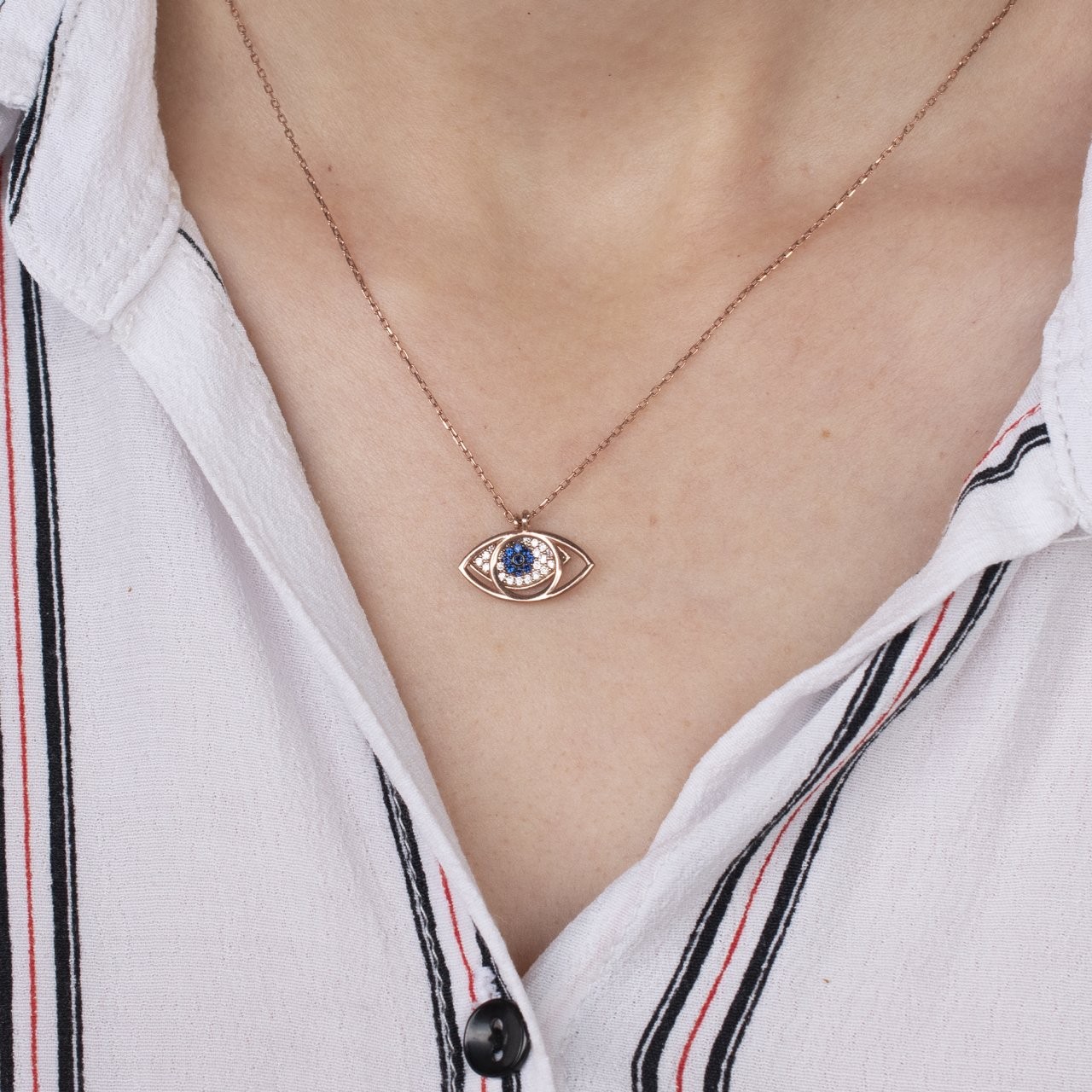 Nur Silver Göz Gümüş Kolye NUR-KL00641