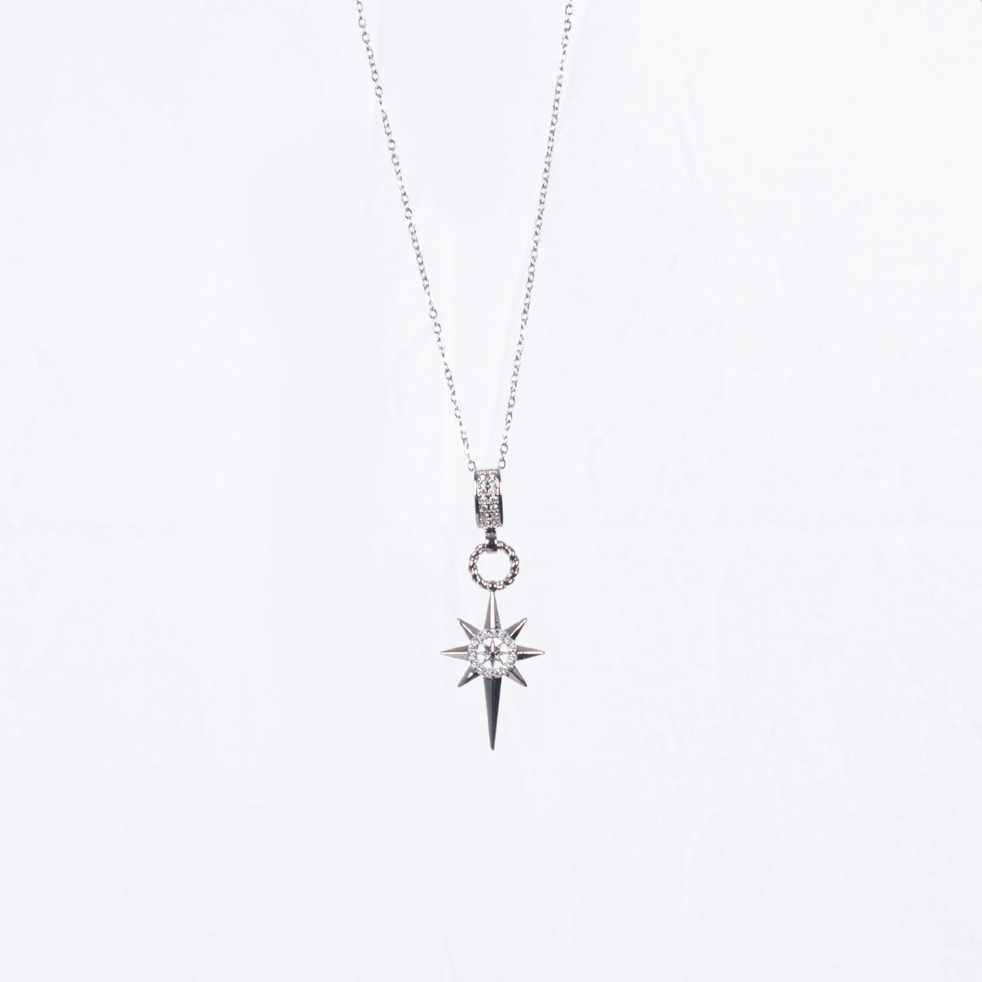 Nur Silver Kutup Yıldız Çelik Kolye NUR-CL00310