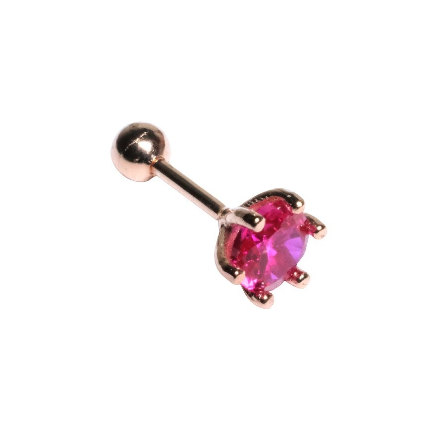 Nur Silver Pembe Taşlı Tragus Gümüş Küpe NUR-KP00256
