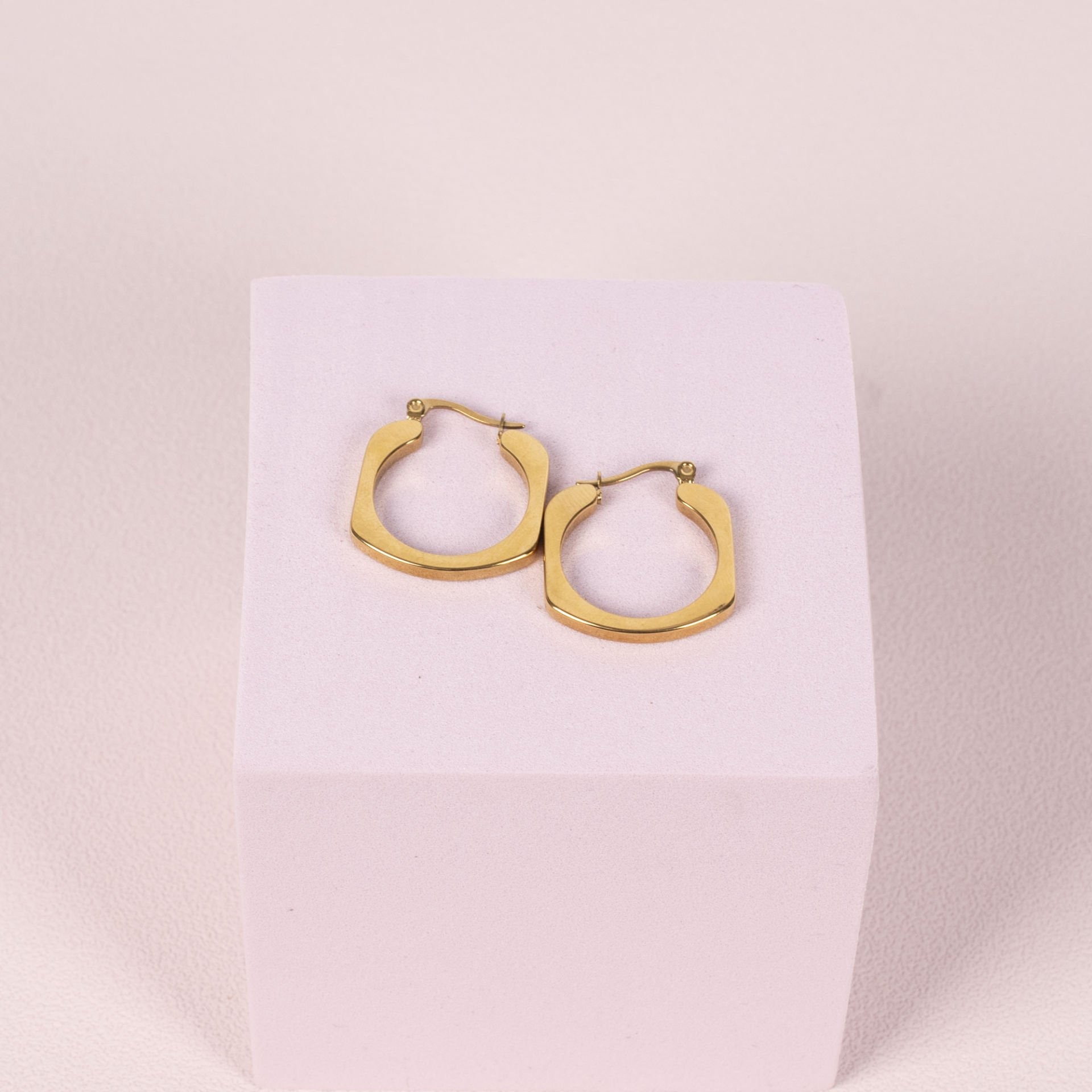 Nur Silver Kare Çelik Halka Küpe NUR-CP00258