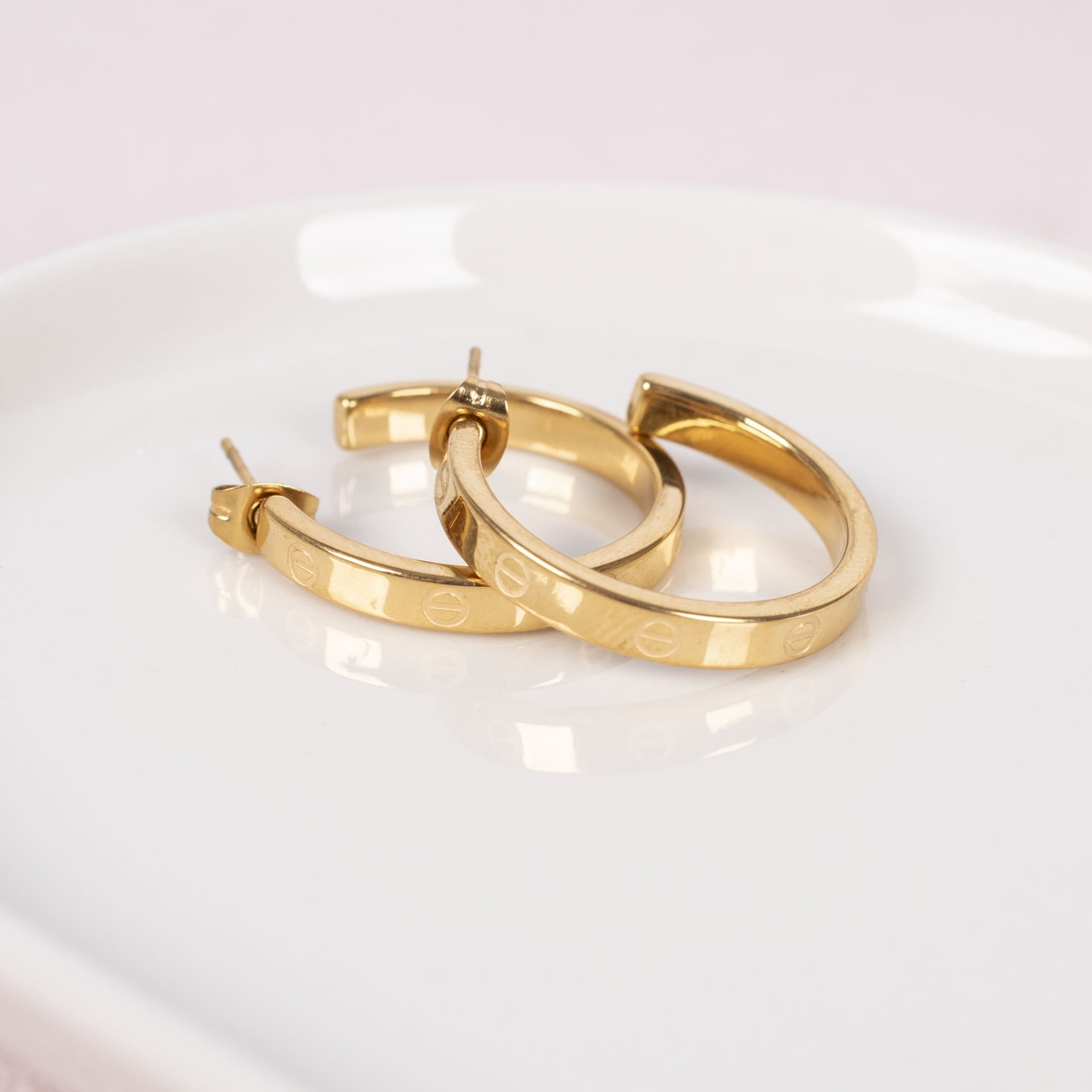 Nur Silver Gold Çelik Halka Küpe NUR-CP00255