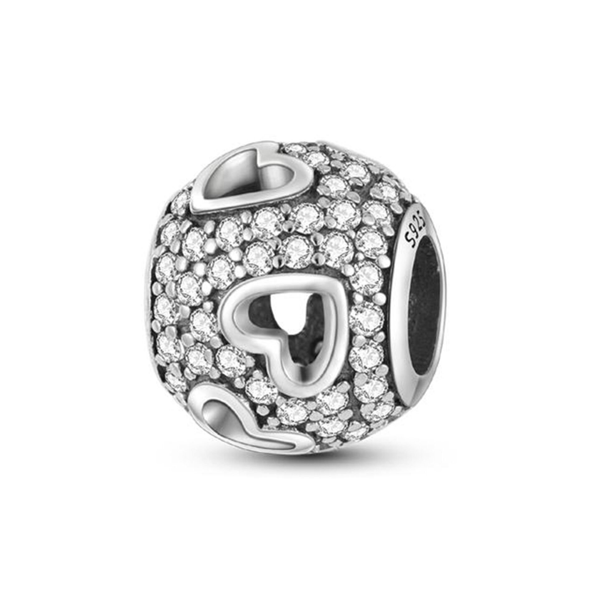 Nur Silver Işıltılı Kalp Gümüş Charm NUR-BL12436