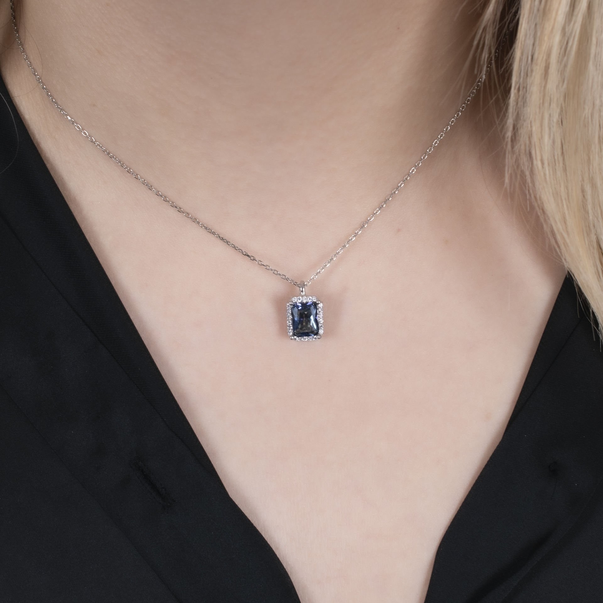 Nur Silver Mistik Topaz Baget Gümüş Kolye NUR-KY03182