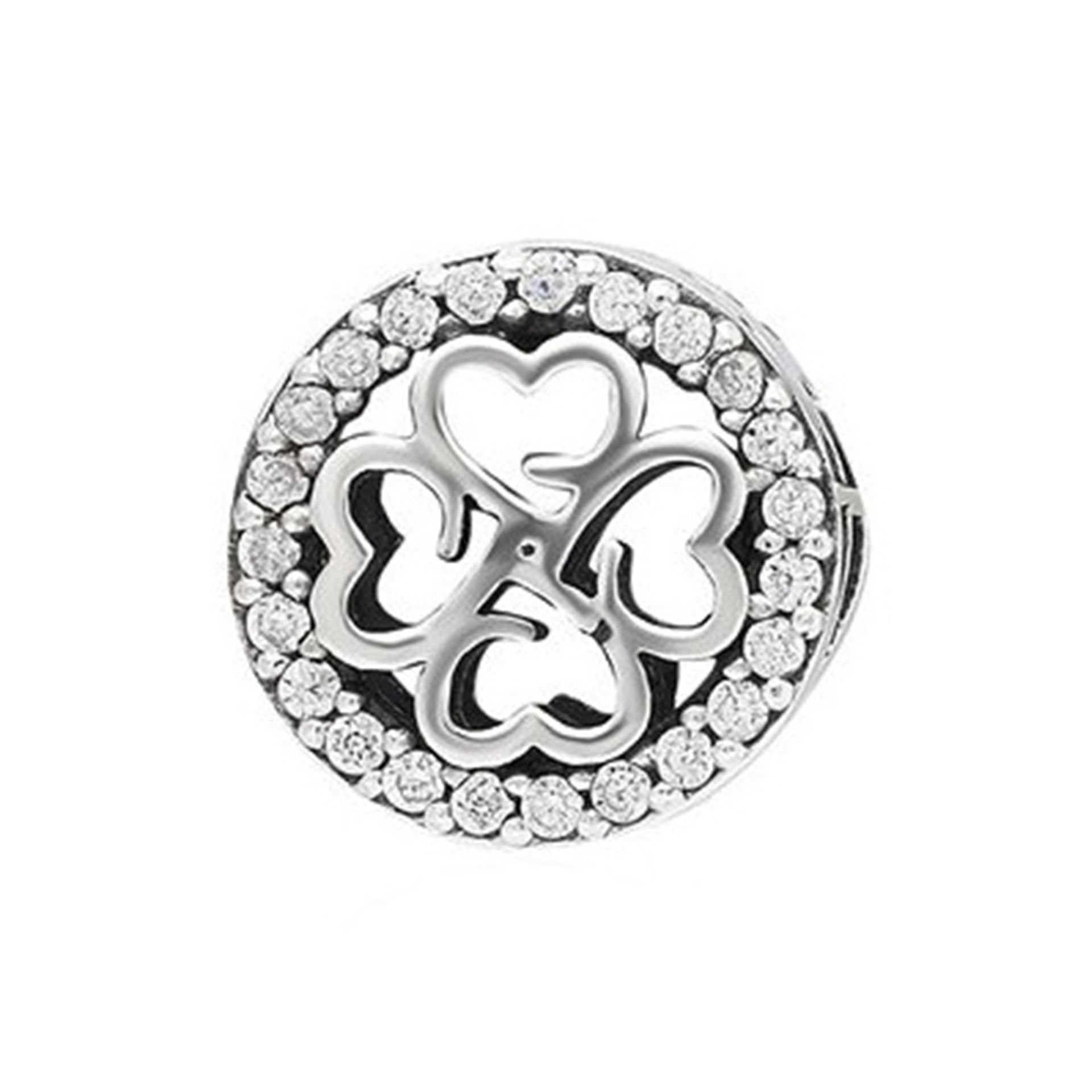 Nur Silver Yonca Model Taşlı Yuvarlak Gümüş Charm NUR-BL09996