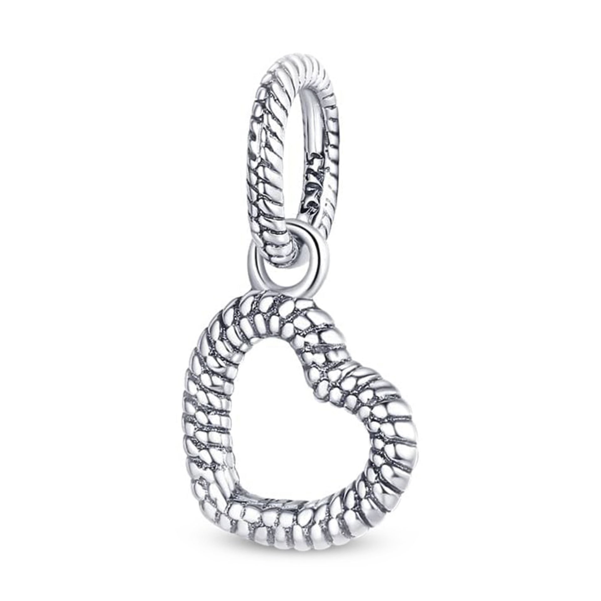 Nur Silver İçi Boş Kalp Gümüş Charm NUR-BL00329
