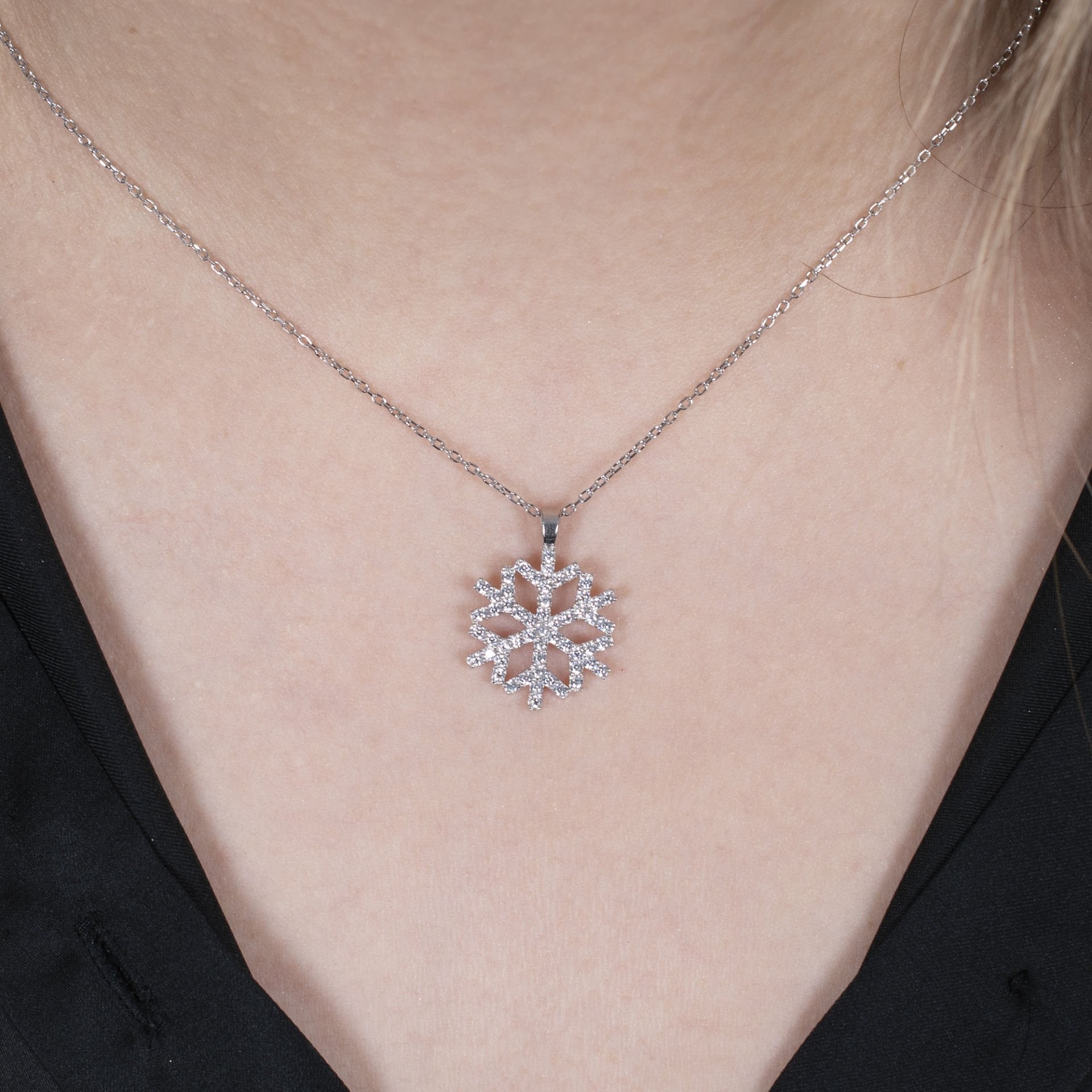 Nur Silver Kar Tanesi Gümüş Kolye NUR-KY03184