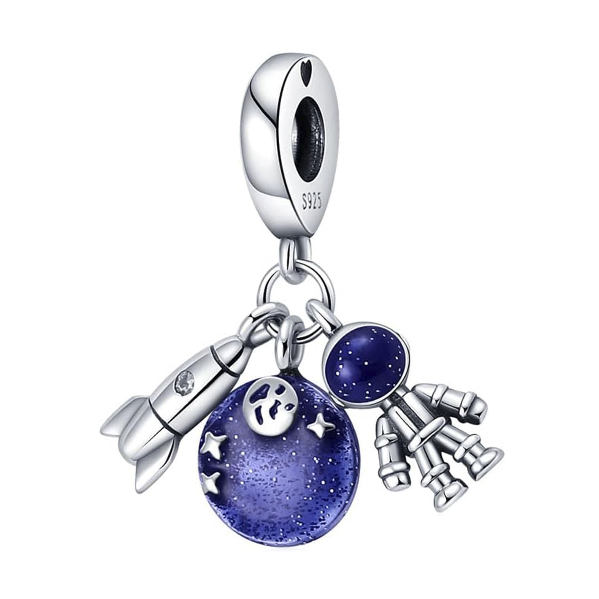 Nur Silver Uzay Astronot Füze Gümüş Sallantılı Charm NUR-CH00021