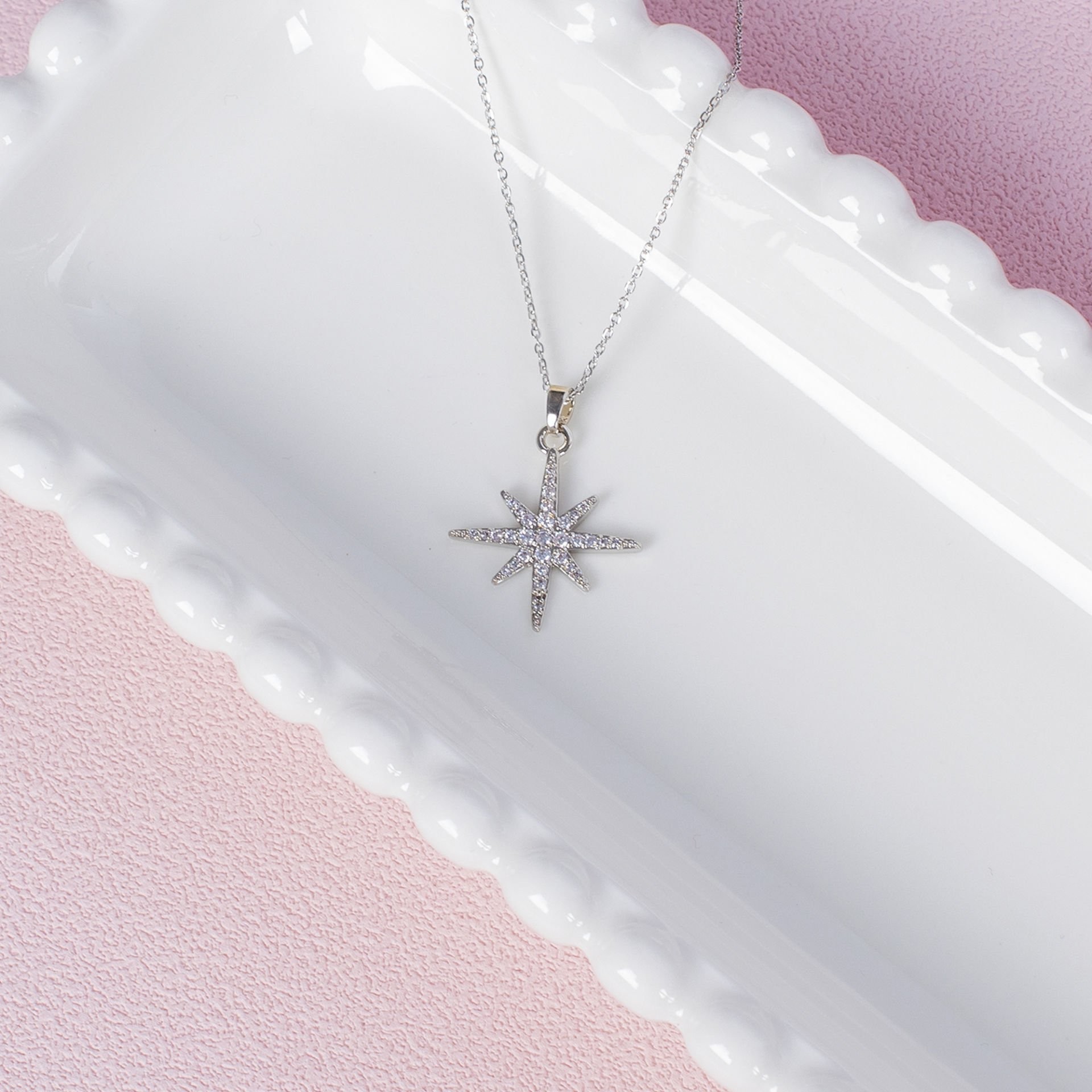 Nur Silver Kutup Yıldızı Çelik Kolye NUR-CL00413