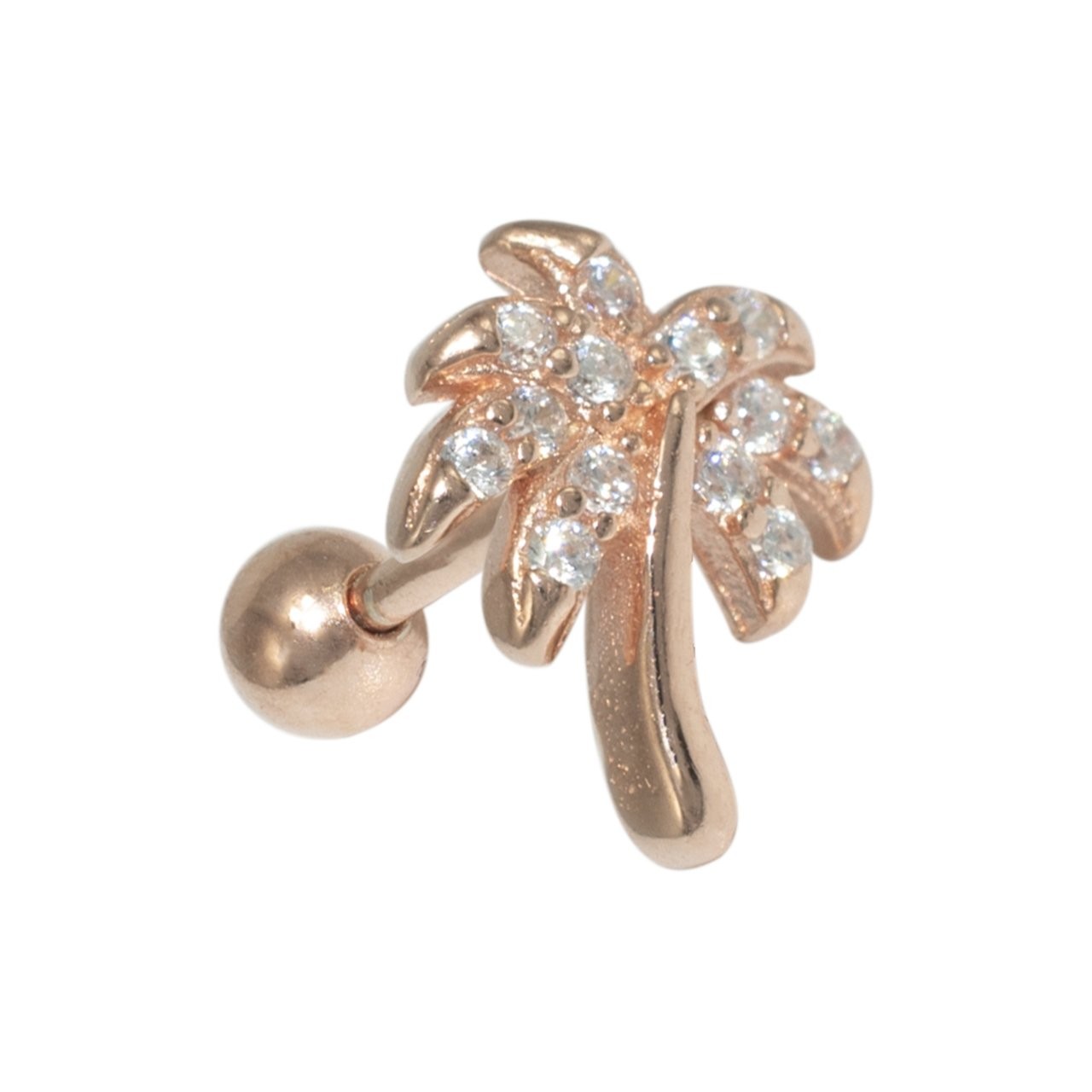 Nur Silver Palmiye Ağacı Gümüş Tragus Küpe NUR-KP02005