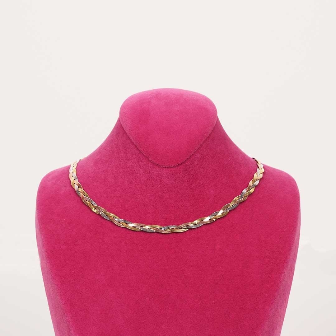Nur Silver Üç Renk Örgü Model Gümüş Kolye NUR-KL00126