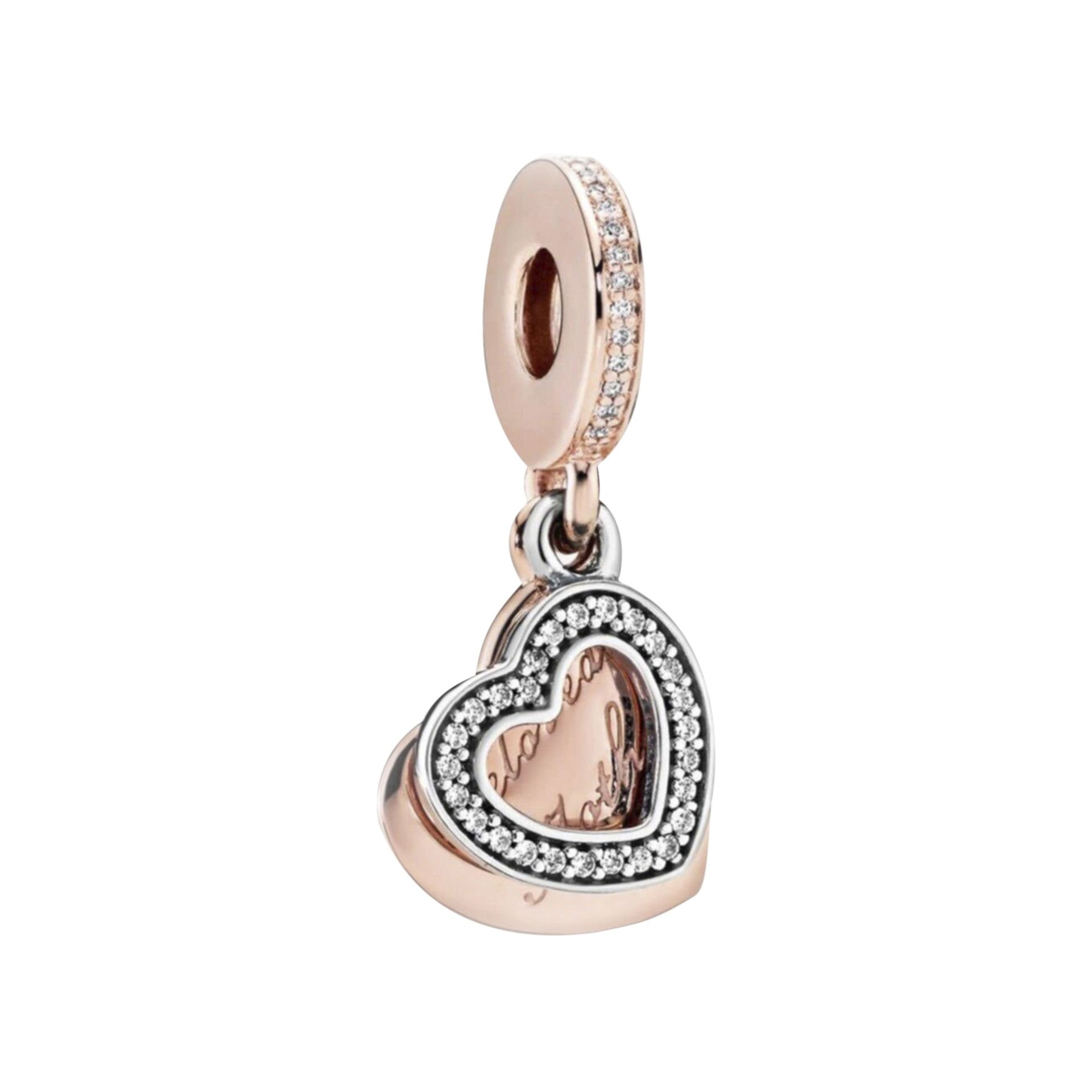 Nur Silver Sallantılı Taşlı Kalp Gümüş Charm NUR-BL10010