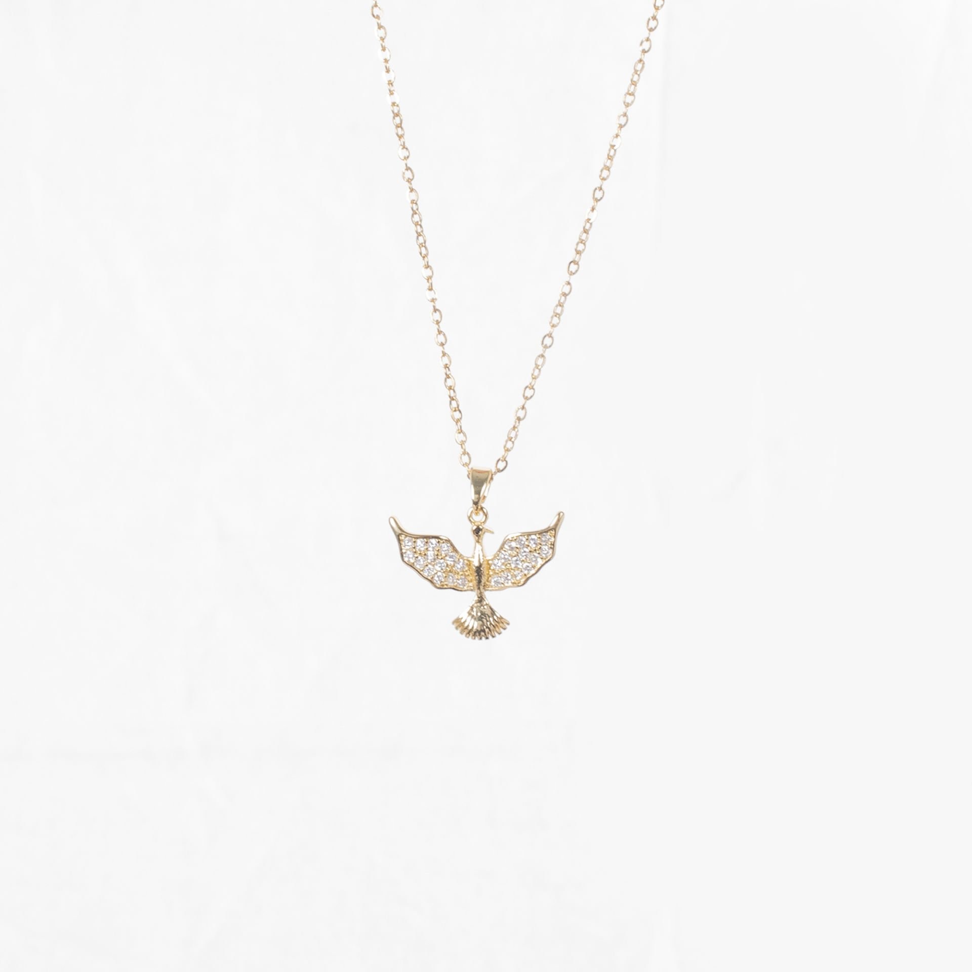 Nur Silver Anka Kuşu Gold Çelik Kolye NUR-CL00389