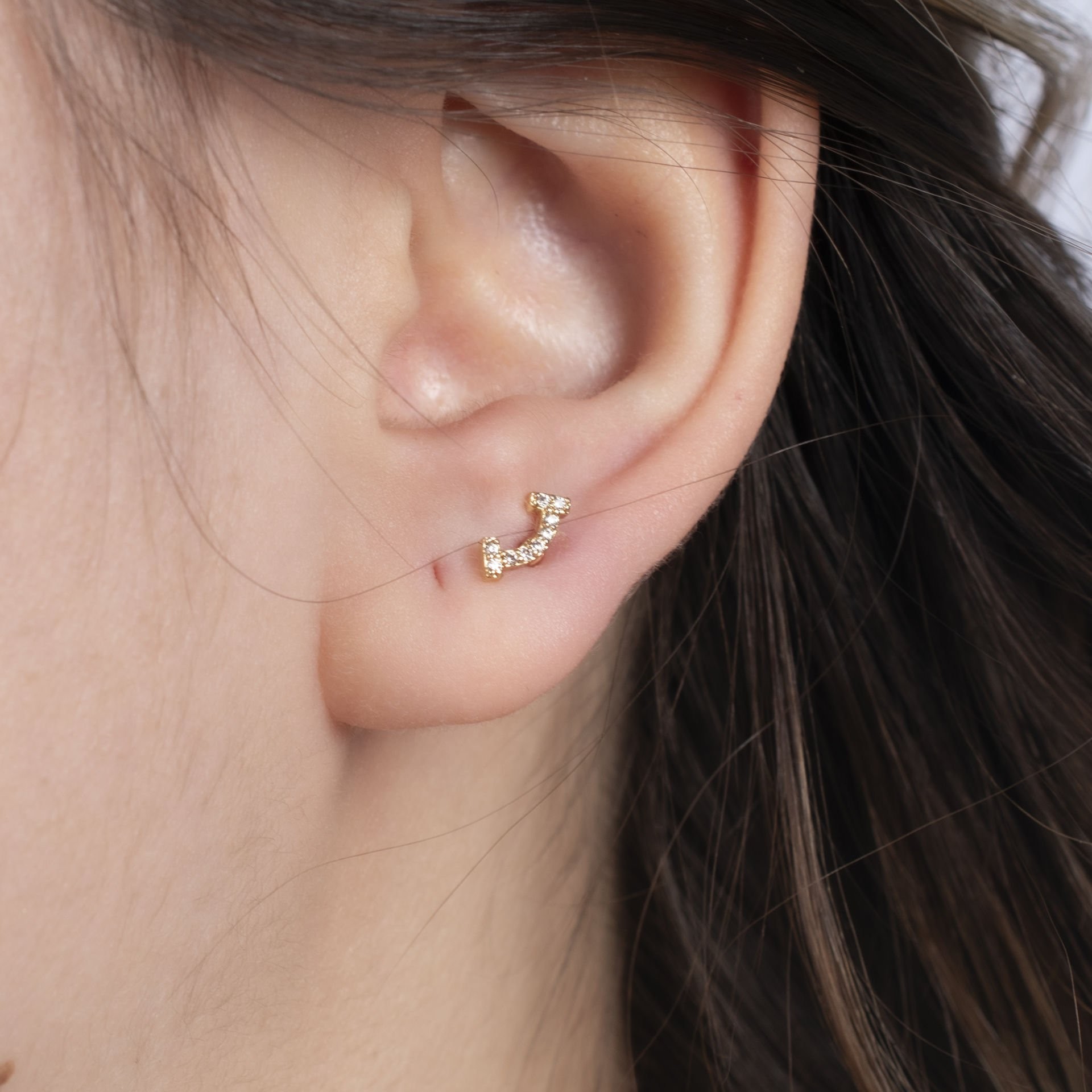 Nur Silver Zirkon Taşlı Çelik Tragus Küpe NUR-KE03260