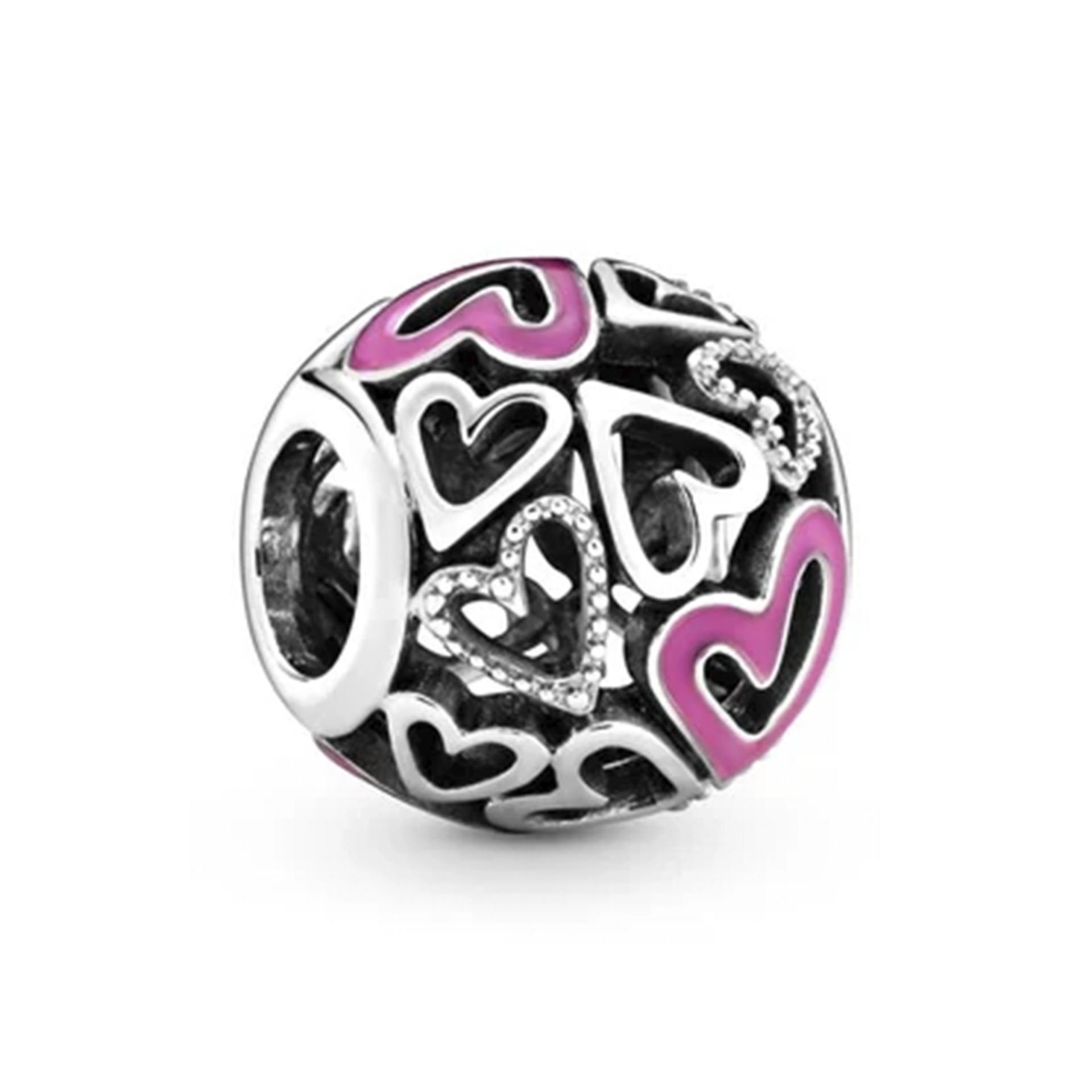 Nur Silver Pembe Mineli Kalpli Gümüş Charm NUR-BL00038