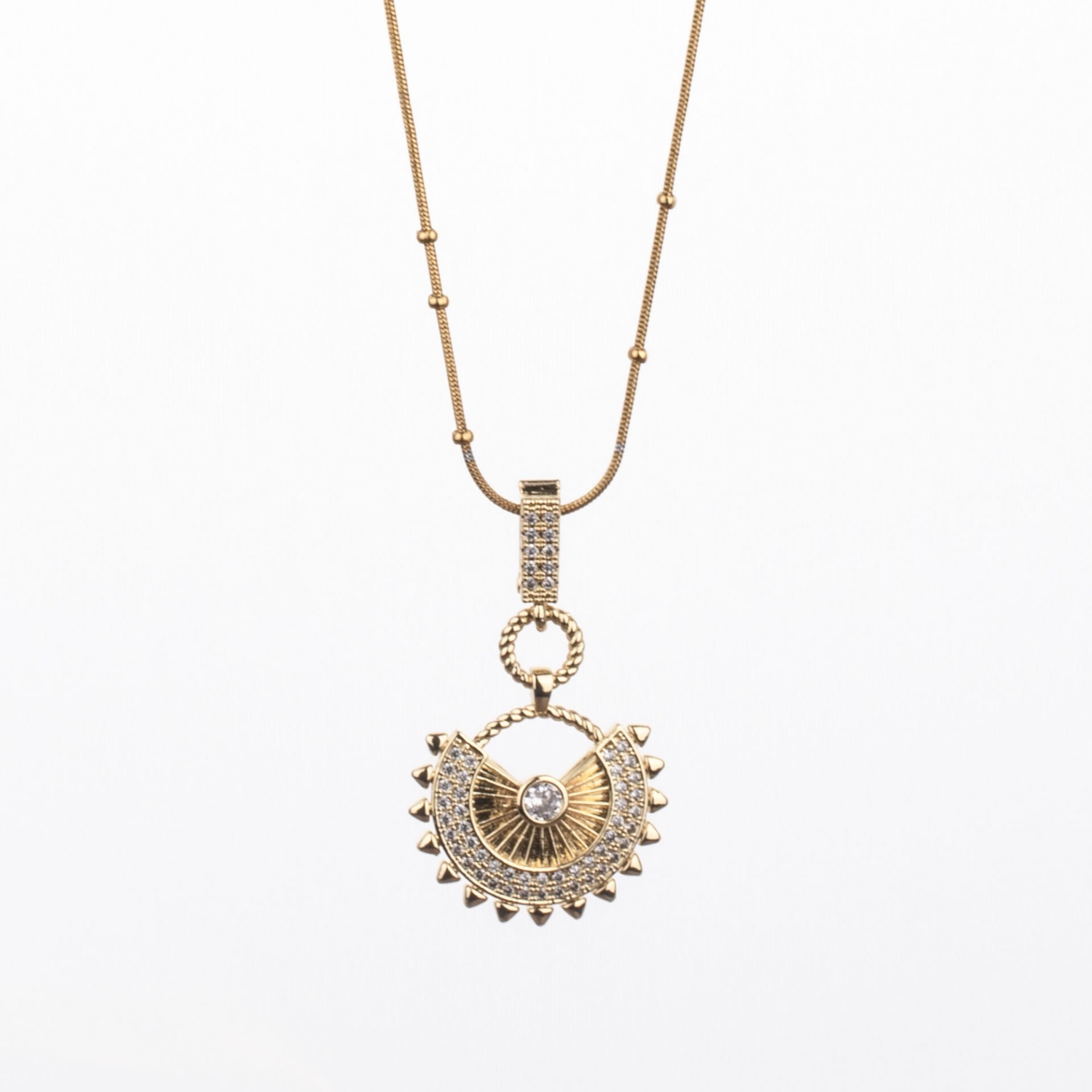 Nur Silver Tasarım Gold Çelik Kolye NUR-CL00375