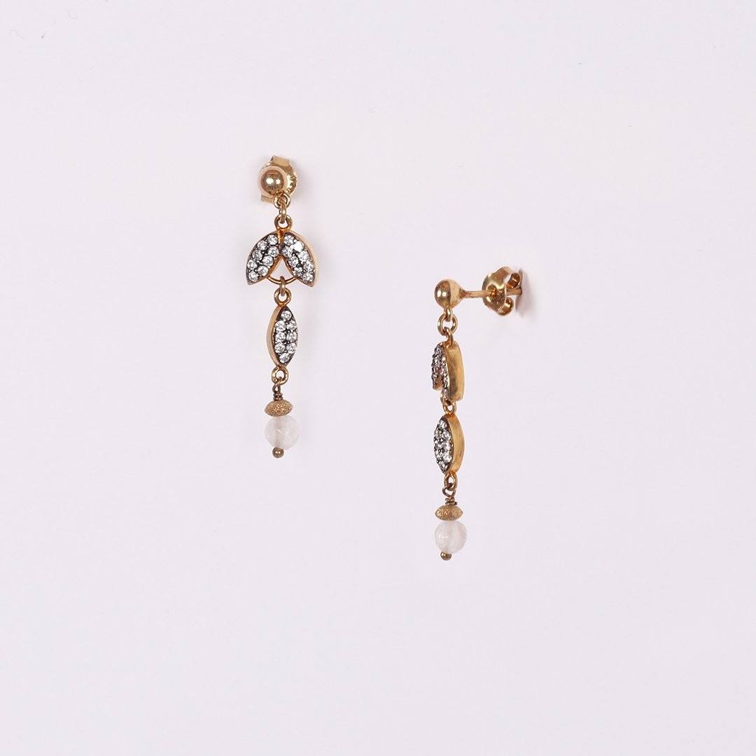 Nur Silver Sarı Sallantılı Gümüş Küpe NUR-KP00965