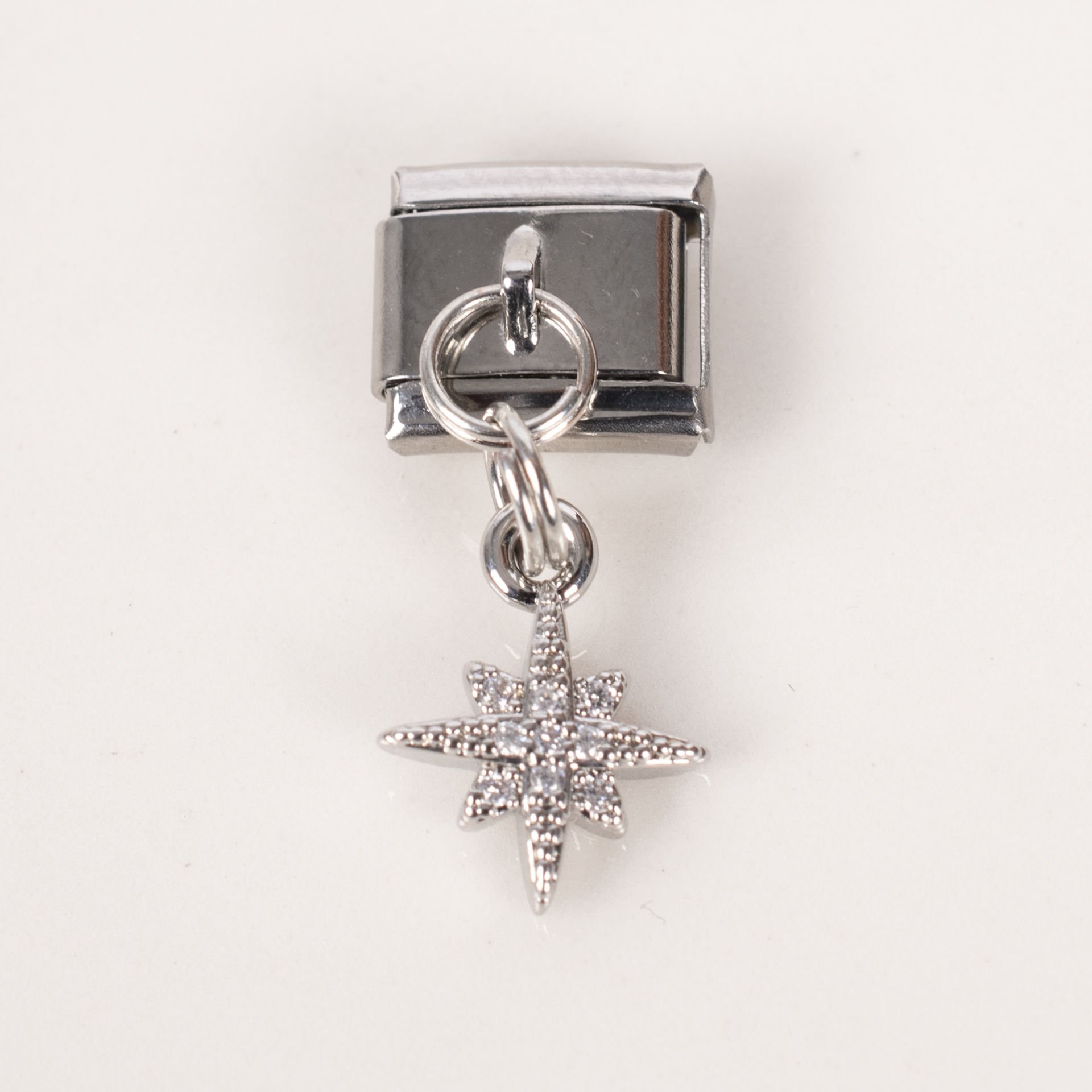 Nur Silver Sallantılı Kutup Yıldızı Çelik İtalyan Charm NUR-İC00020