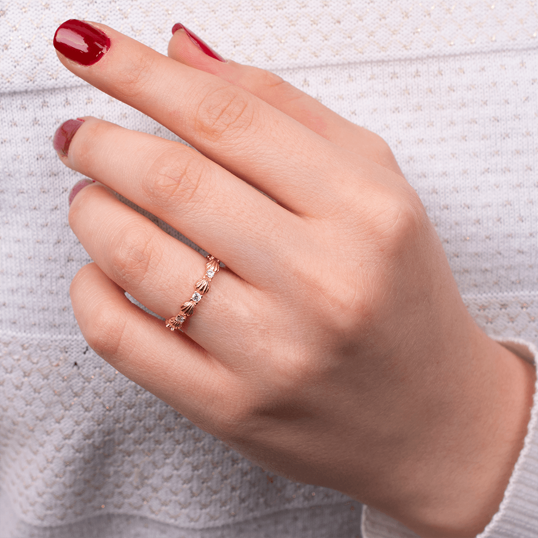 Nur Silver Rose Renk İstiridye Gümüş Yüzük NUR-YZ00131