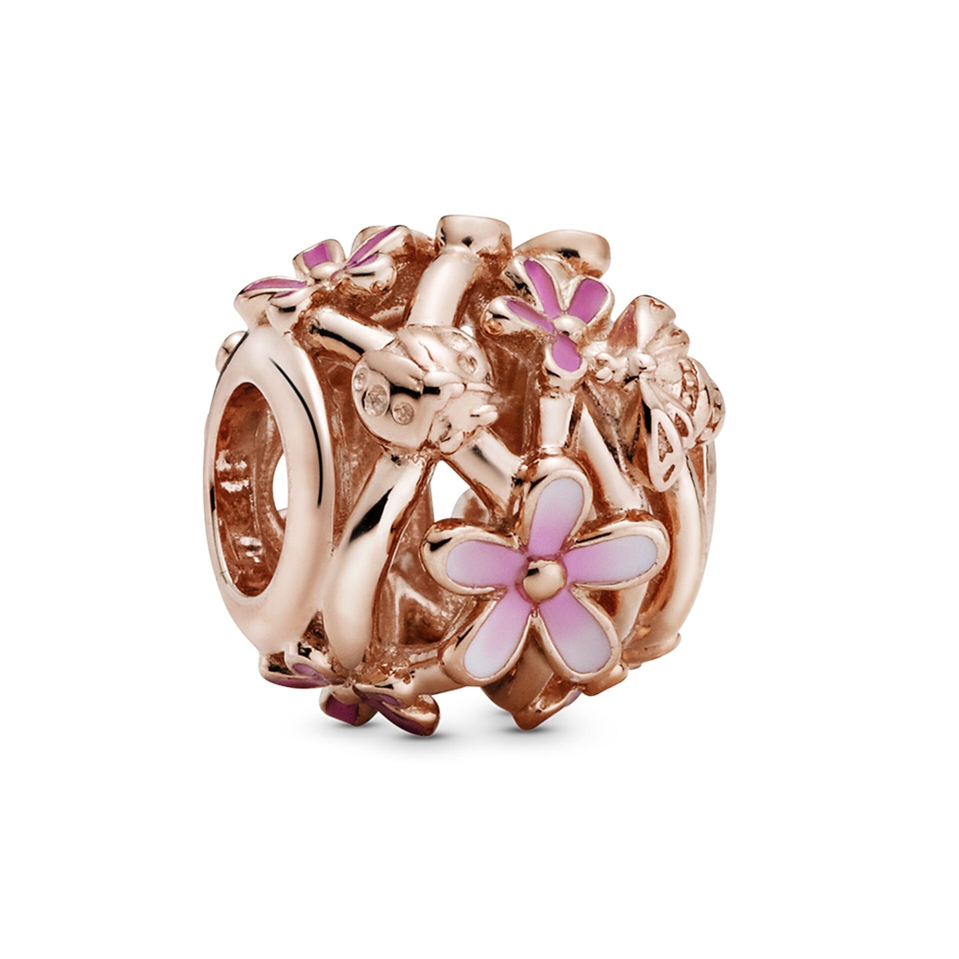 Nur Silver Rose Çiçekli Gümüş Charm NUR-BL12450
