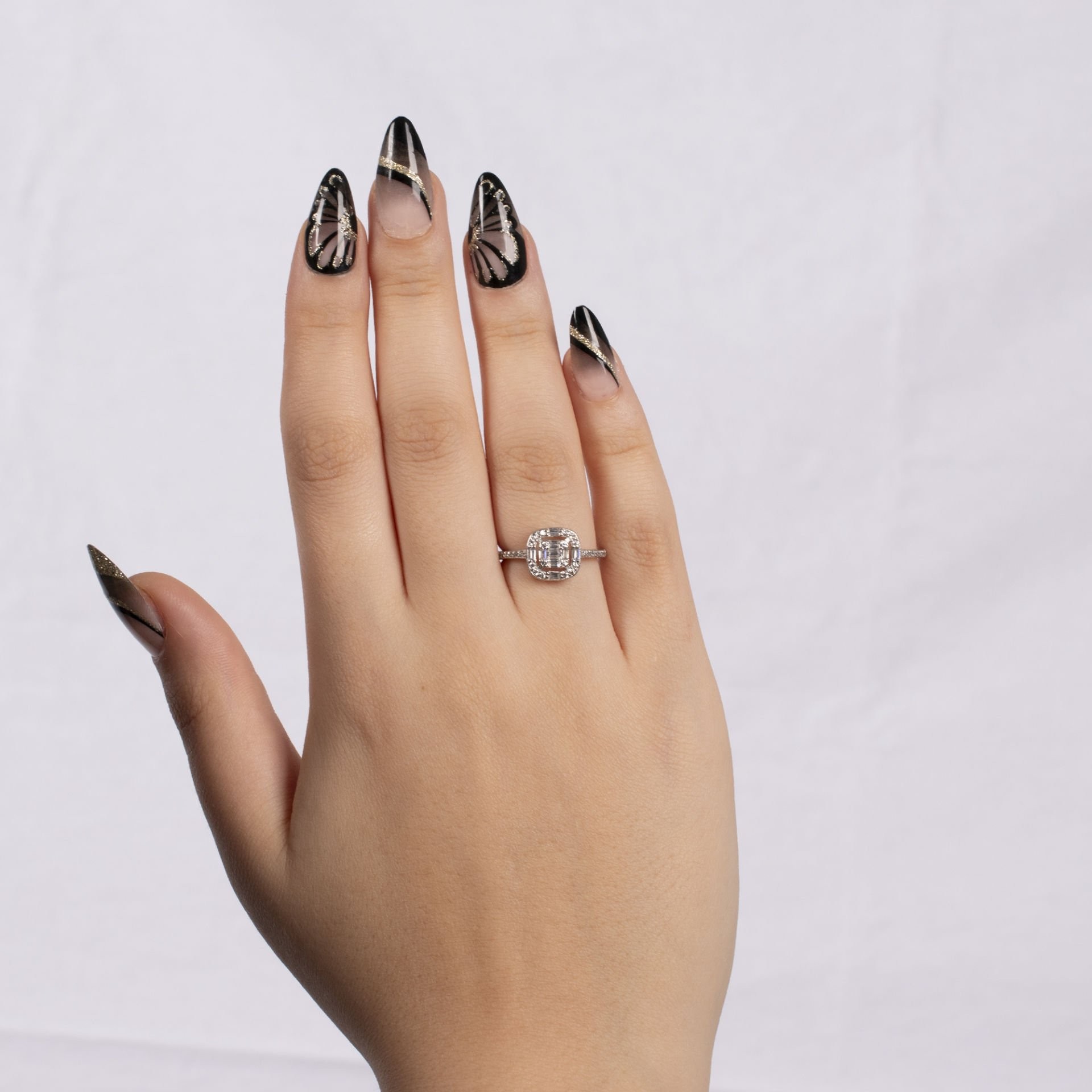 Nur Silver Kare Kesim Baget Gümüş Yüzük NUR-YK00129
