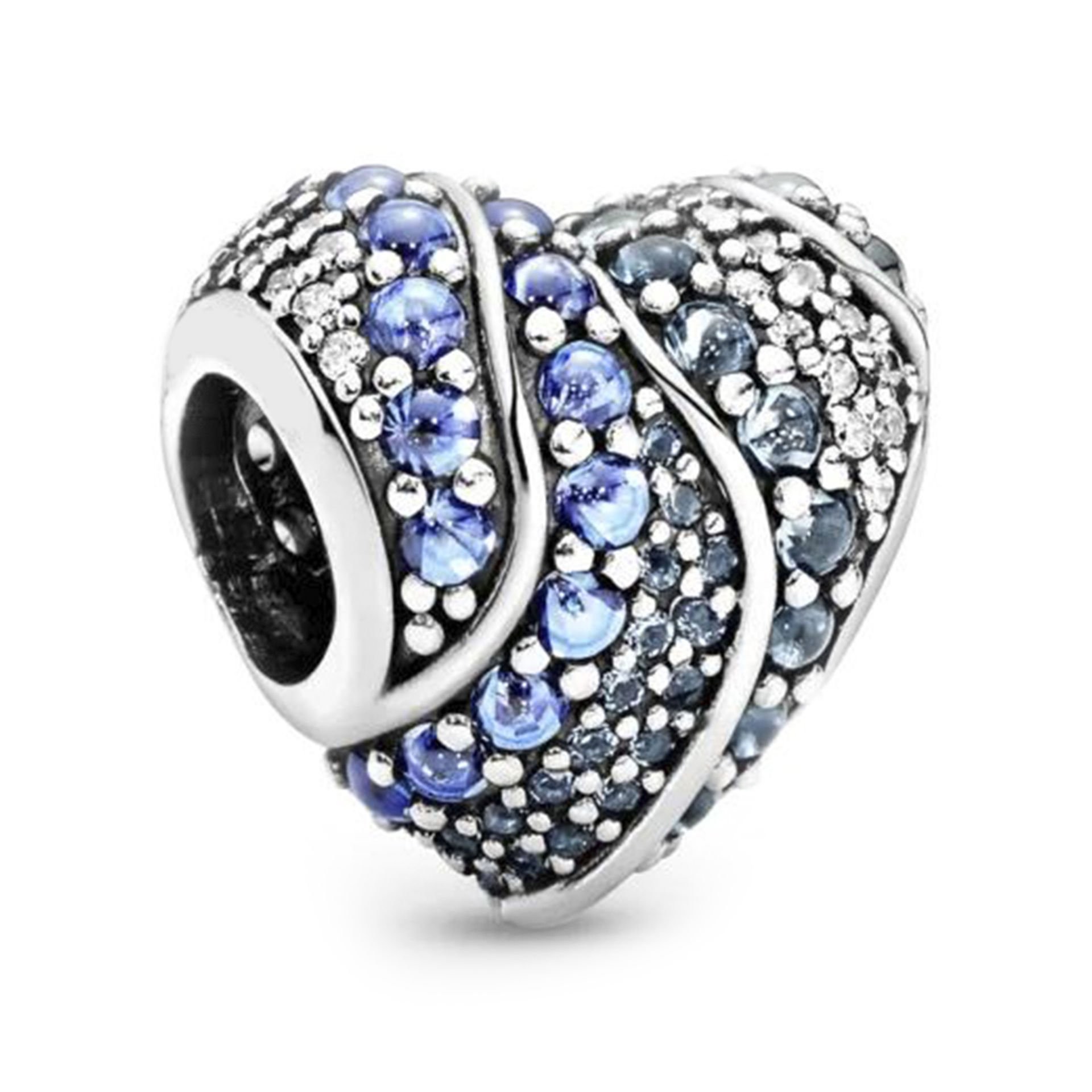 Nur Silver Renkli Taşlı Kalp Gümüş Charm NUR-BL00324