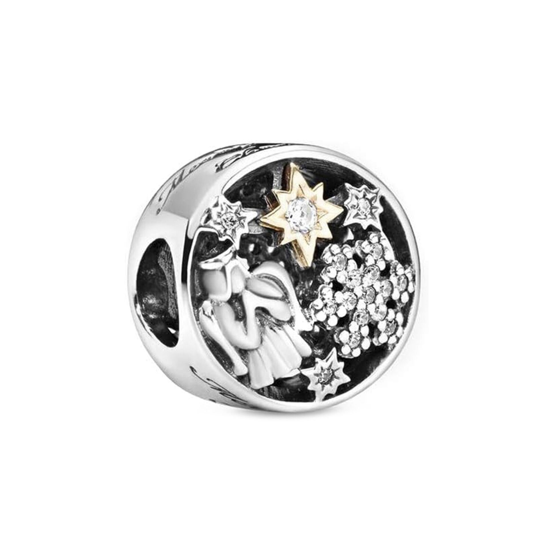 Nur Silver Melek Detay Yuvarlak Gümüş Charm NUR-BL00116