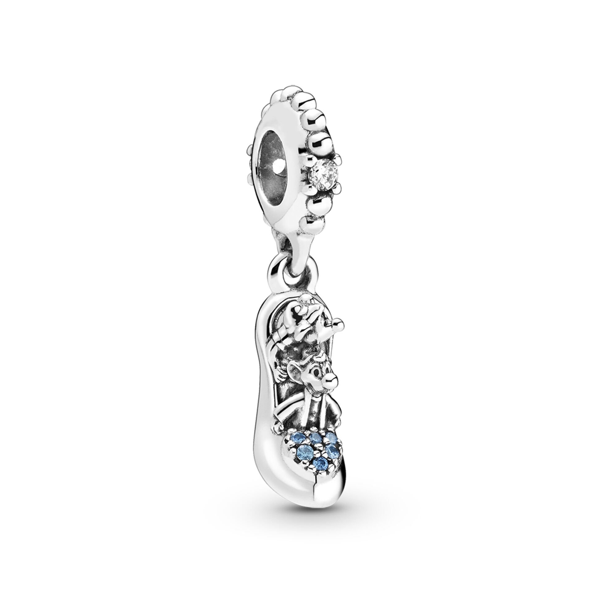 Nur Silver Sindirella Ayakkabısı Ve Fareler Sallantılı Gümüş Charm NUR-BL06609