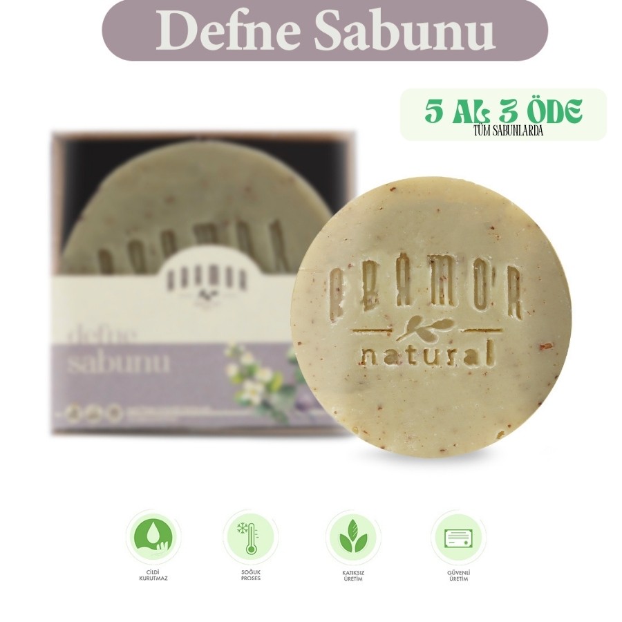 Defne Sabunu Bitkisel Doğal Katkısız Gözenek Sıkılaştırıcı Cilt ve Saç Bakım Sabunu