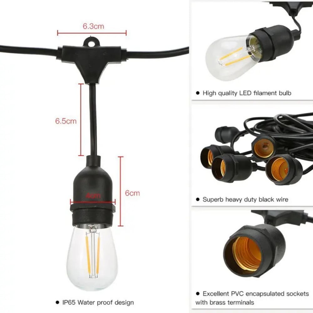 Forlife Güneş Enerjili Solar 10 Adet Led Ampullü 10 Metre Led Işık Seti