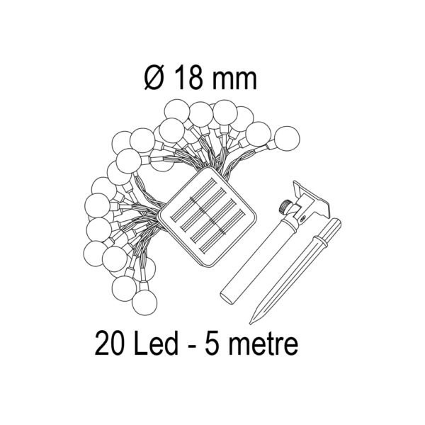 20W Solar 5 Metre 7 Mod Işık Zinciri FL-3201 ( 2 ADET)