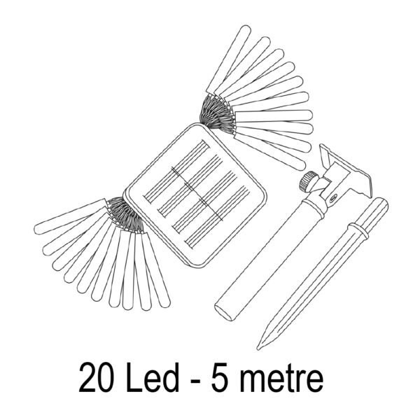 20W 5 Metre 7 Mod Solar Işık Zinciri FL-3261 ( 2 ADET )