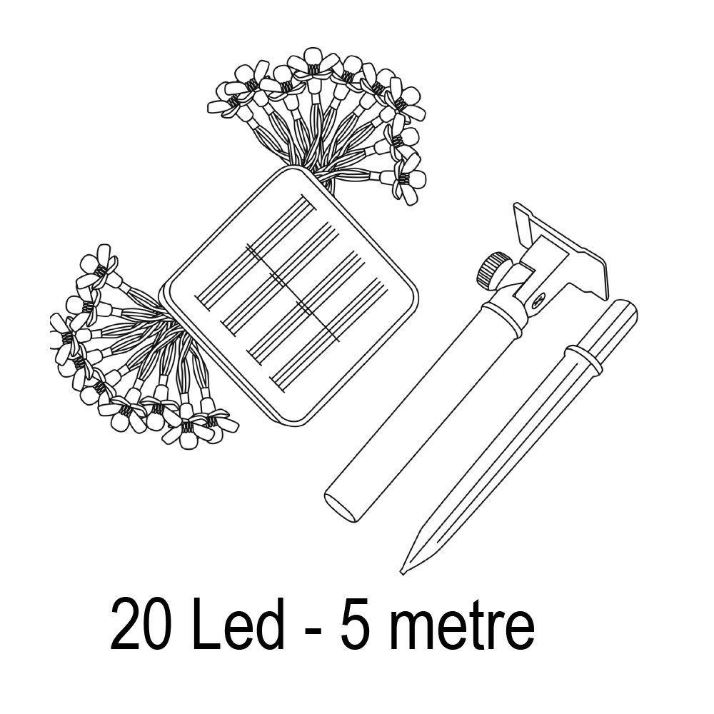 20W Solar 5 Metre 7 Mod Işık Zinciri FL-3258 ( 2 ADET )