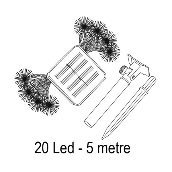 20W Solar 5 Metre 7 Mod Işık Zinciri FL-3260 ( 2 ADET )