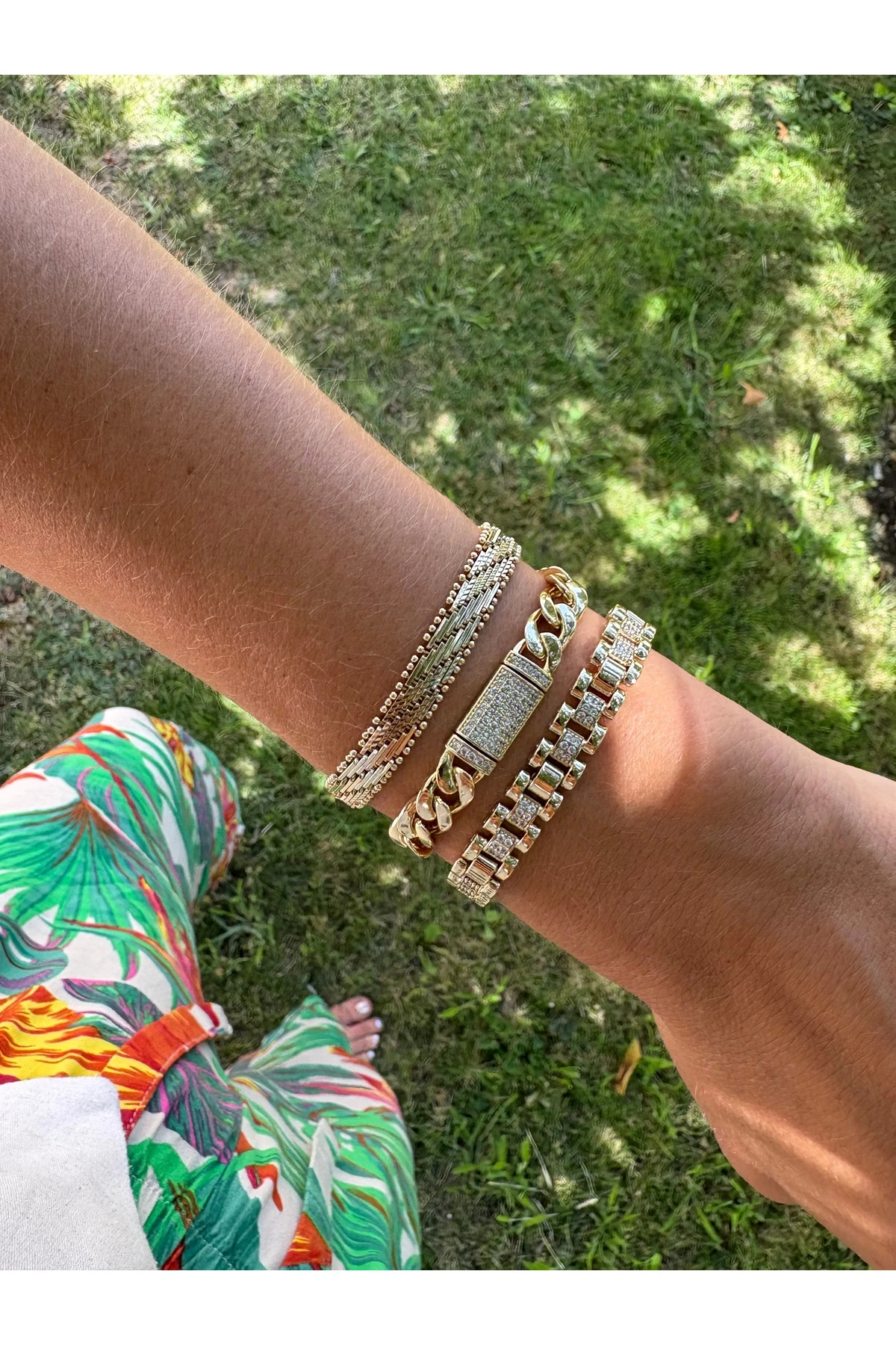 3Nolu Altın Kaplama Kordon Model Bileklik Kararmaz 14K Rengindedir