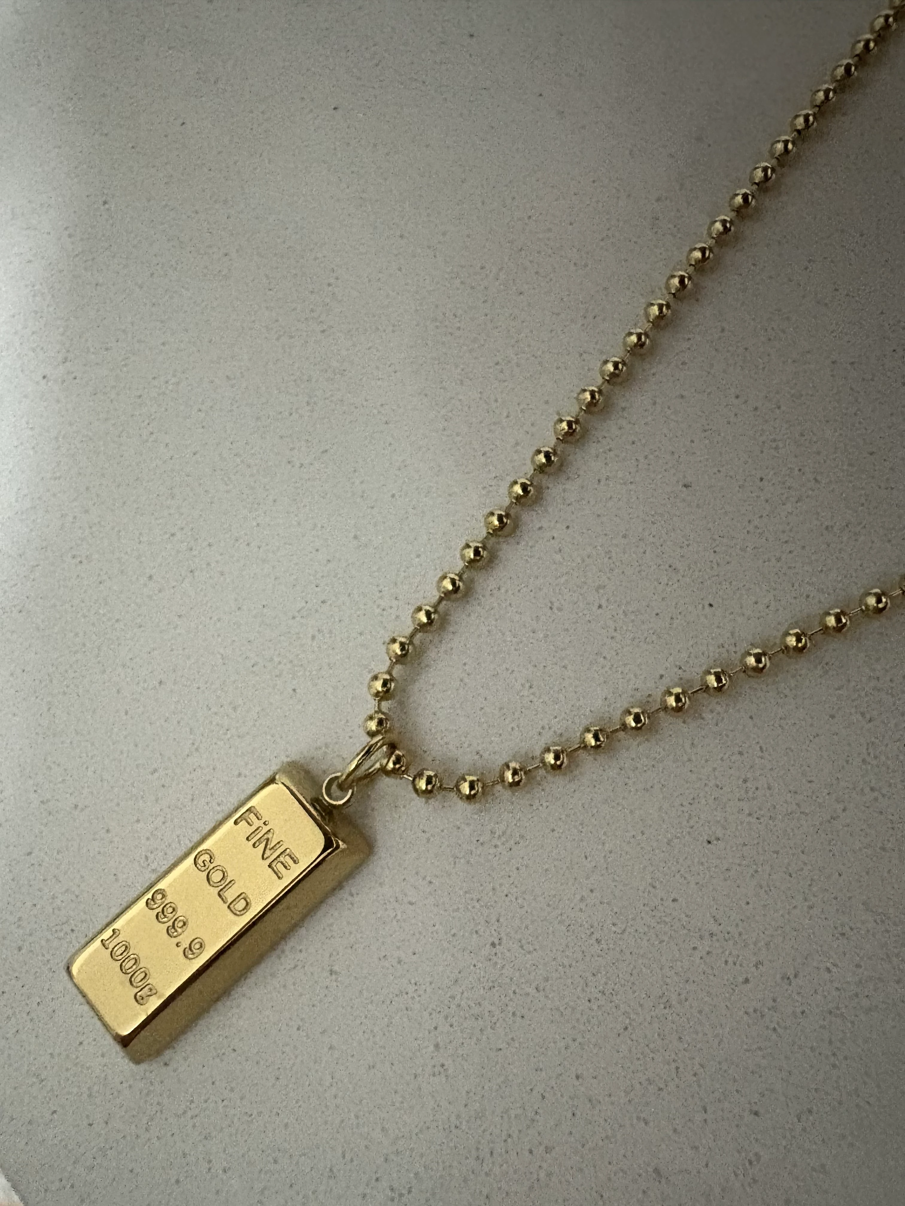 14K Renginde Dorika Zincir Külçe Altın Kolye