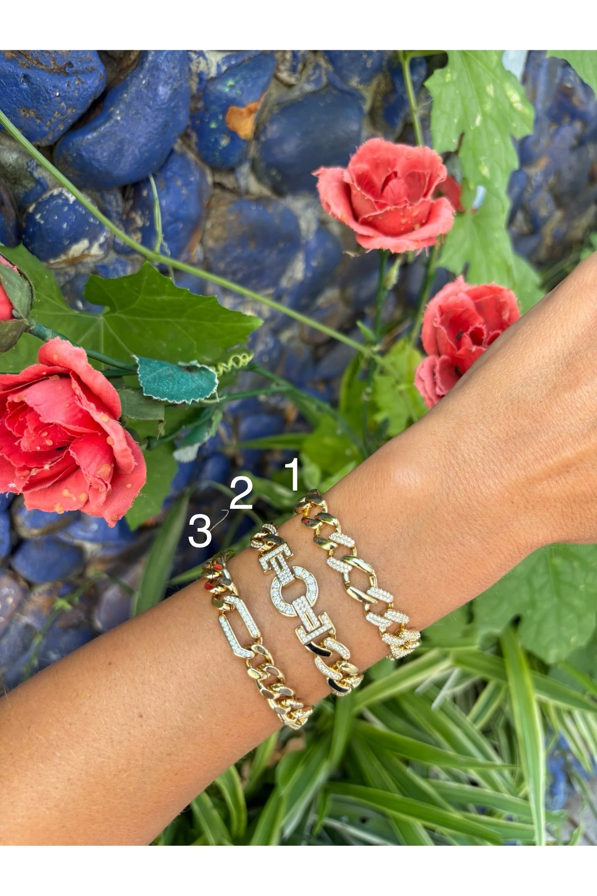 2Nolu Altın Kaplama Marka Model Bileklik Kararmaz 14K Rengindedir 17.5 +2.5 cm