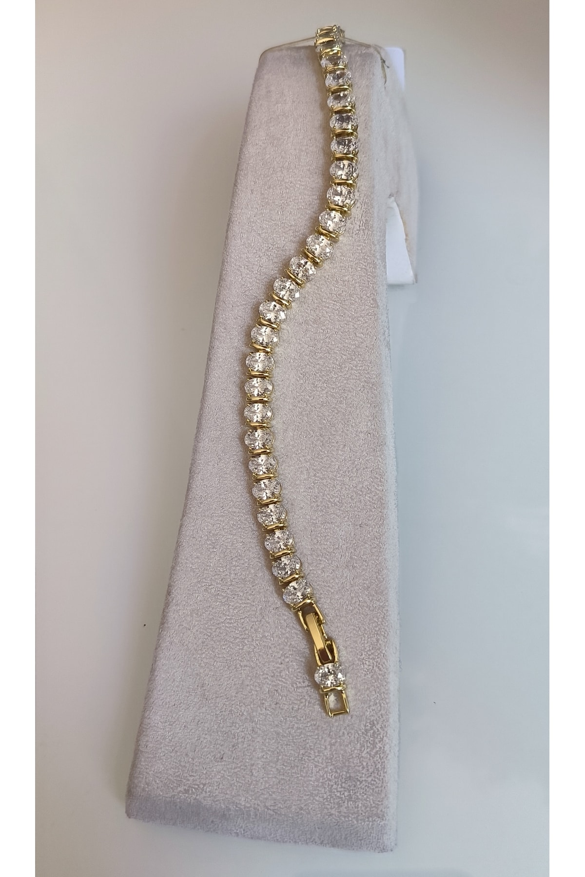 Vip Zirkon Taşlı Kare Su Yolu Model Bileklik Kararmaz 14K Rengindedir 17 +2cm