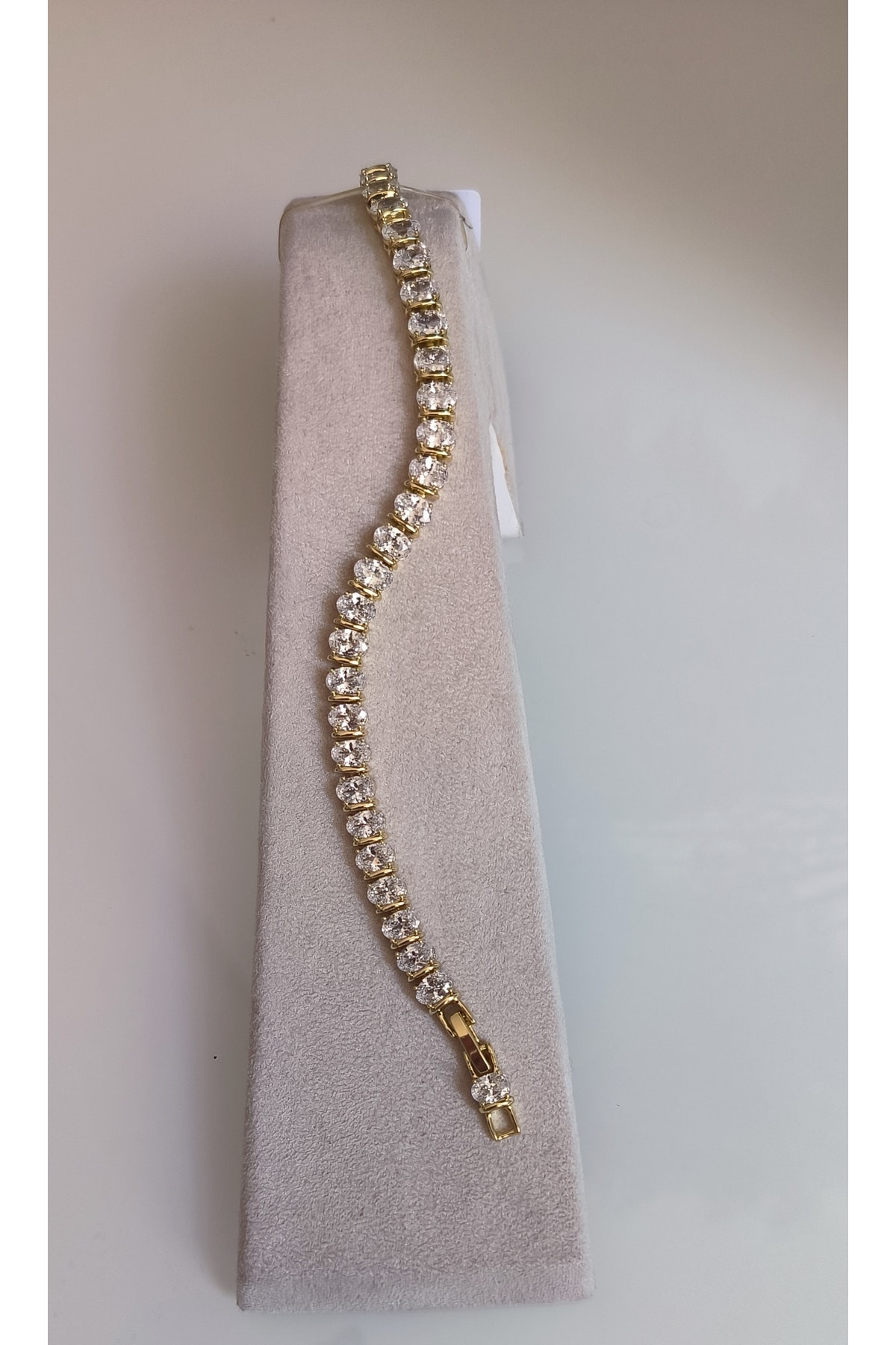 Vip Zirkon Taşlı Kare Su Yolu Model Bileklik Kararmaz 14K Rengindedir 17 +2cm