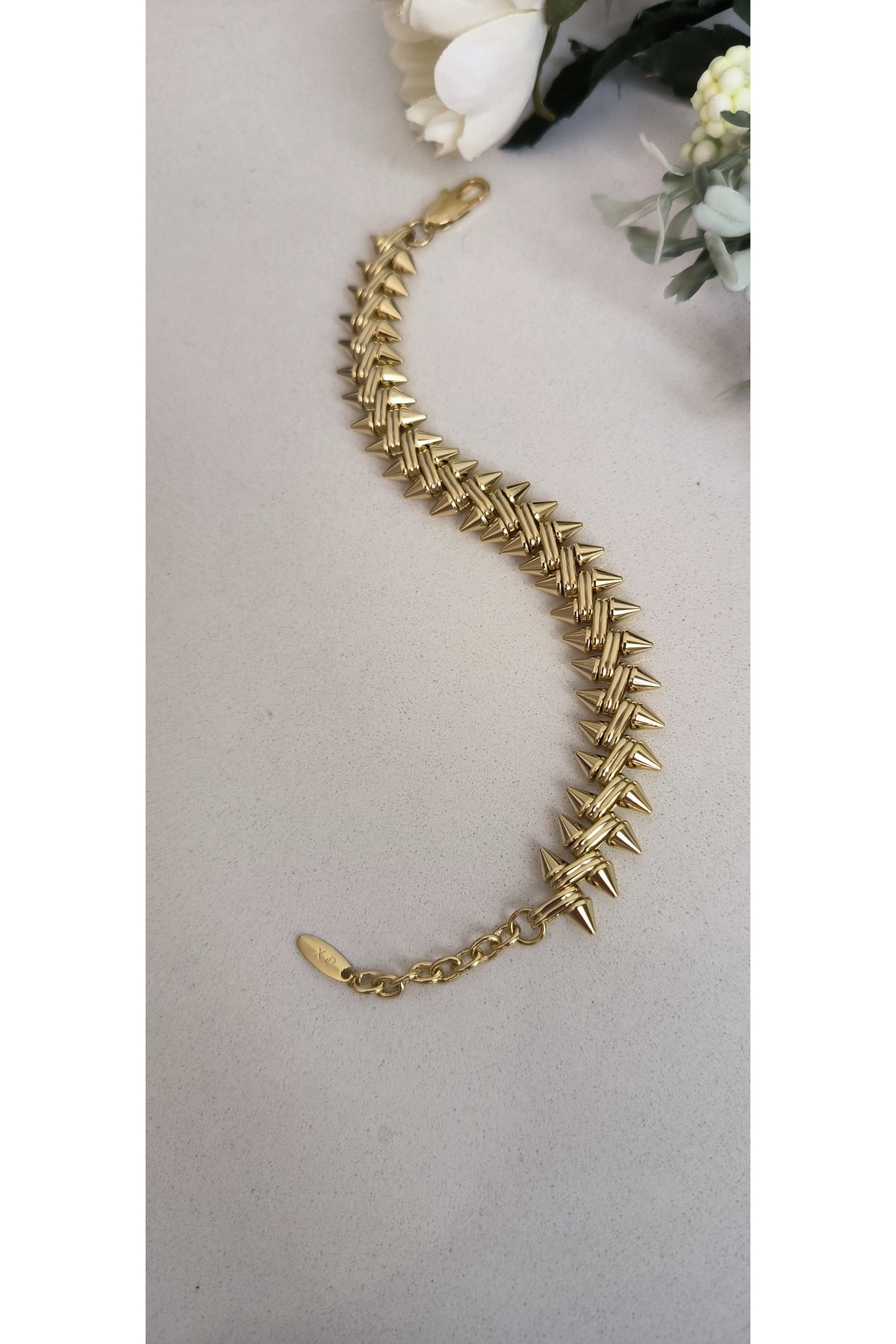 Altın Kaplama Çivi Model Bileklik Kararmaz 14K Rengindedir 19 +5cm