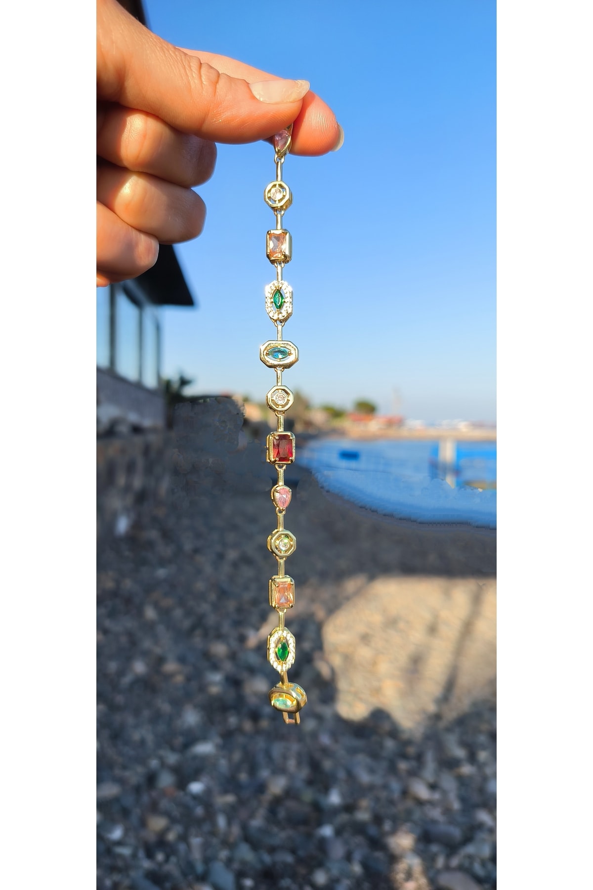 Altın Kaplama Element Model Renkli Bileklik Kararmaz 14K Rengindedir 18 +3cm