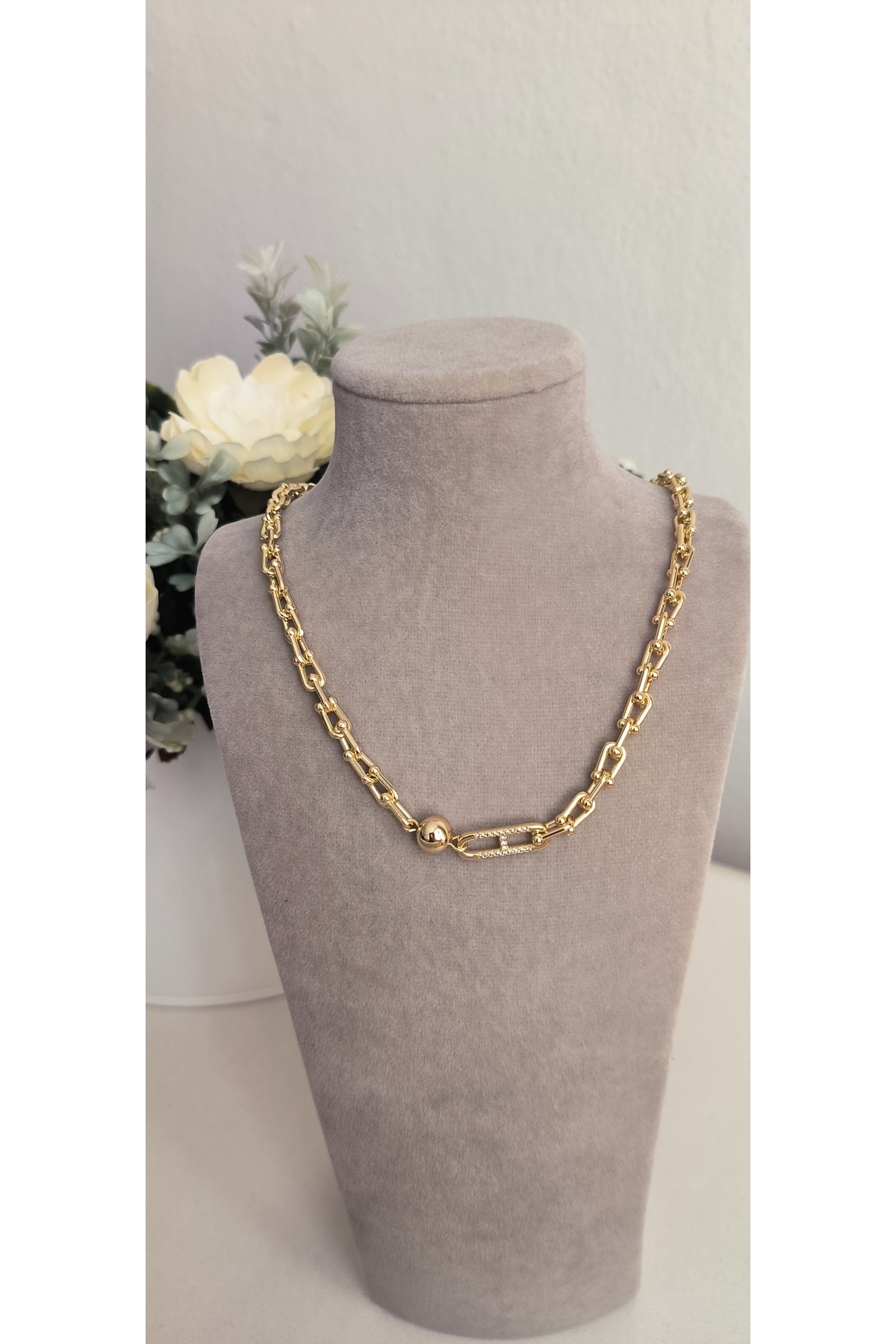 Altın Kaplama Tiffny Model Kolye Kararmaz 14K Rengindedir 45cm