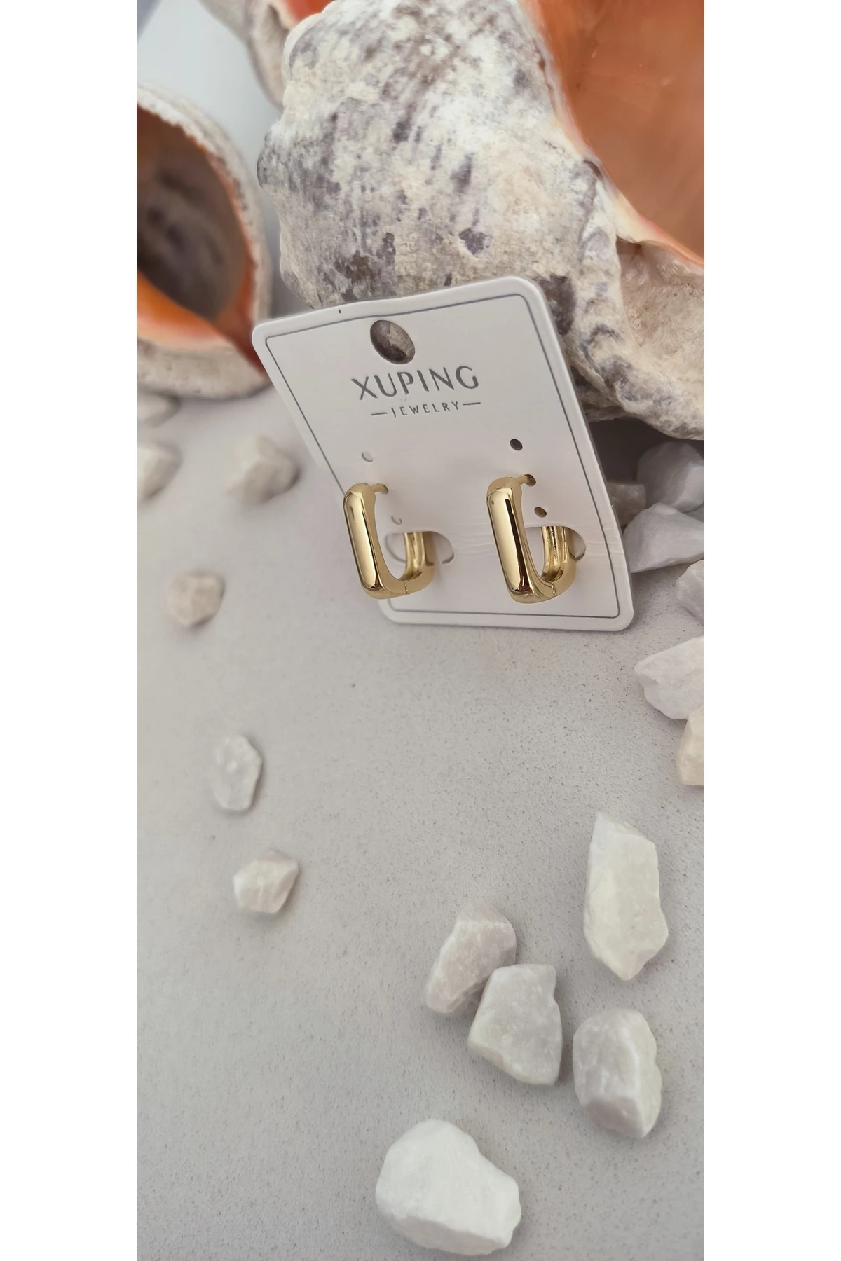 Altın Kaplama Dolum Kare Model Küpe Kararmaz 14K Rengindedir