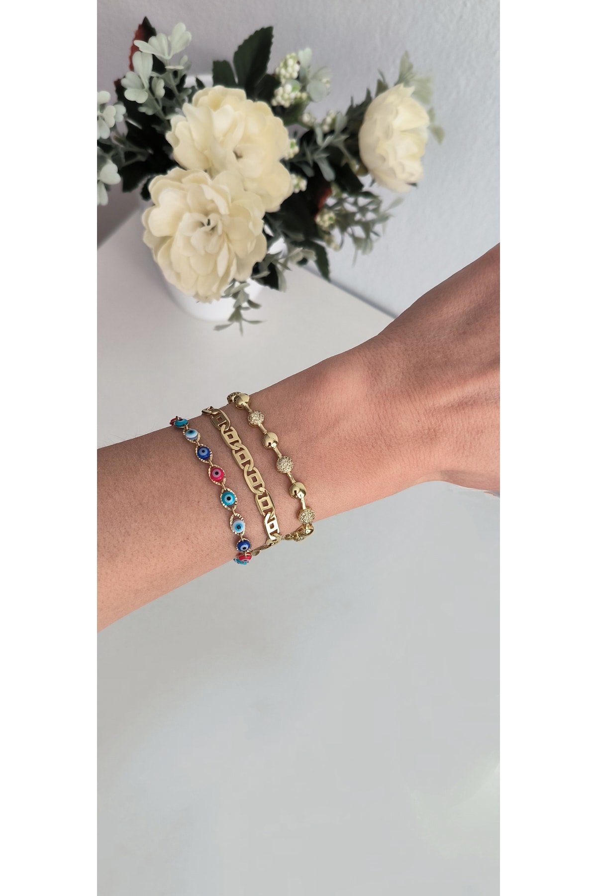 Altın Kaplama Valntin Model Bileklik Kararmaz 14K Rengindedir 20cm