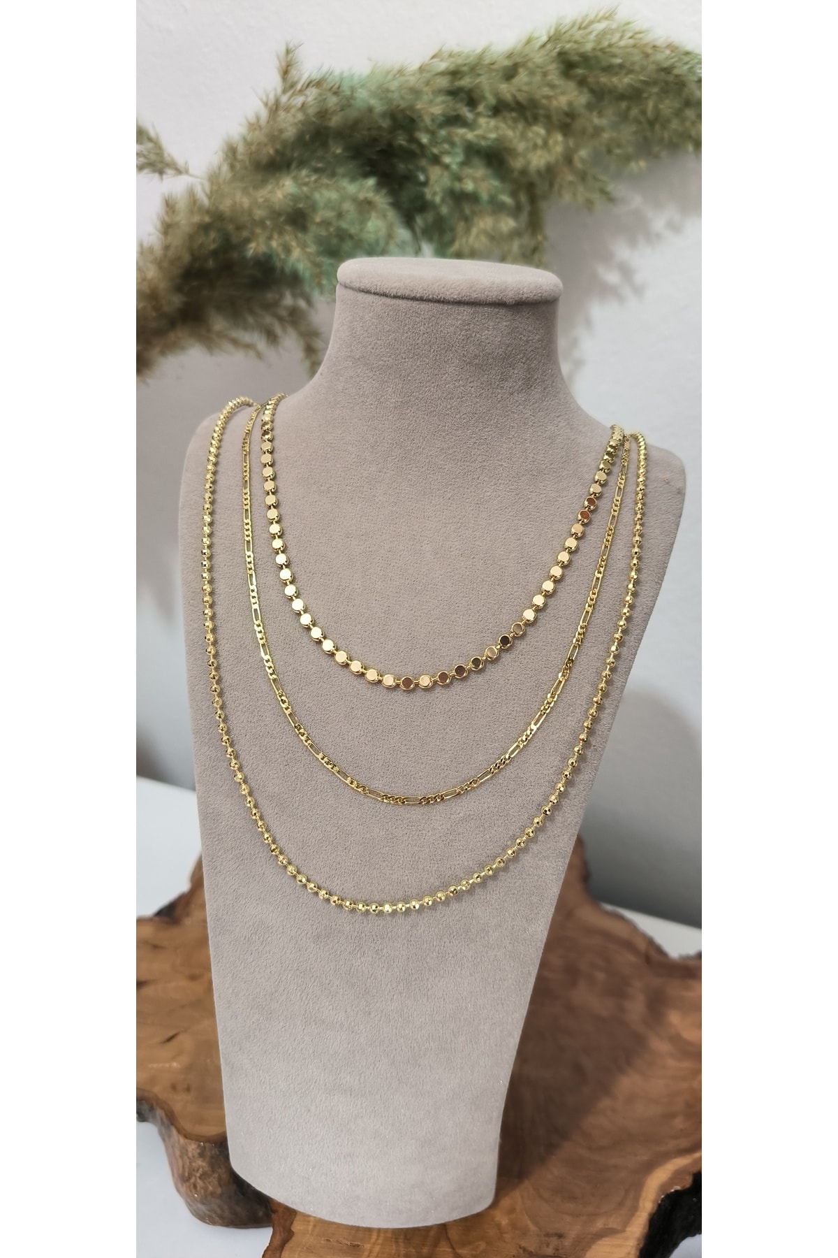 Vip Dorika Model Kısa Kolye Kararmaz 14K Rengindedir 45 cm