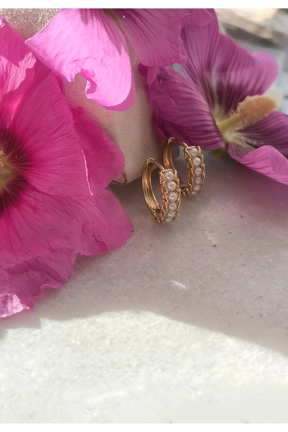 Altın Kaplama İnci Suyolu Küpe Kararmaz 14K Rengindedir 1,5cm